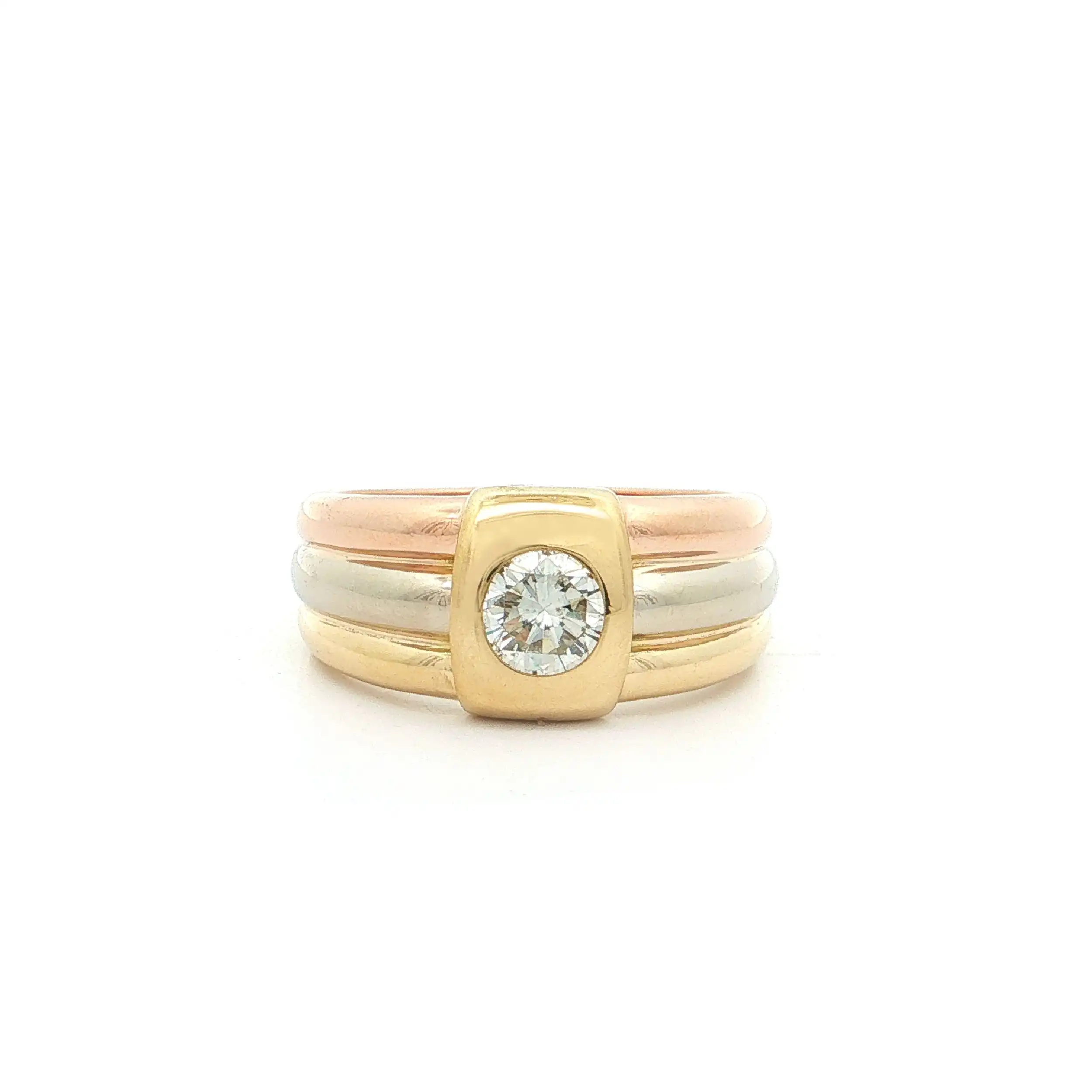 Ring Tricolor mit Brillant "Cartier Trinity Diamond Tank"