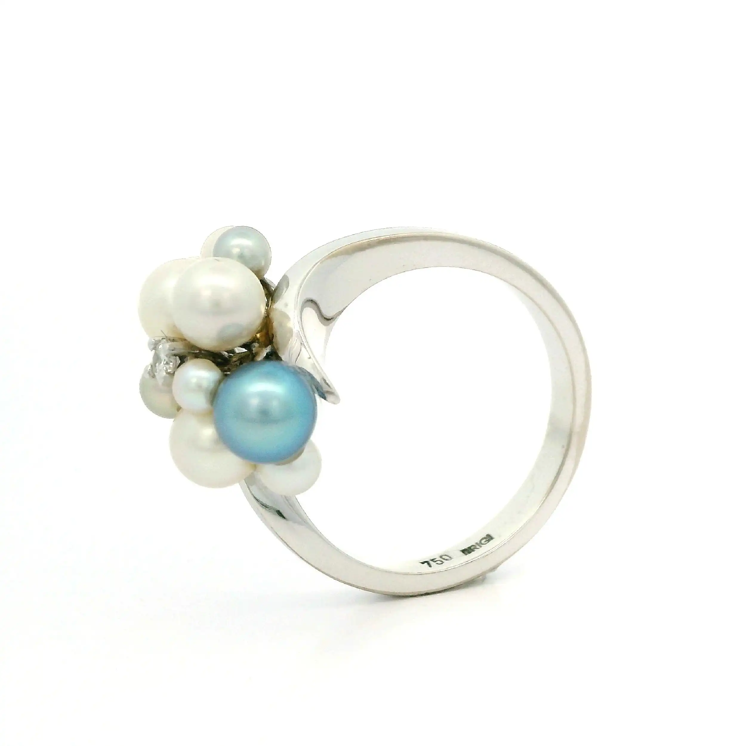 Ring Weißgold mit Perlen und Brillant
