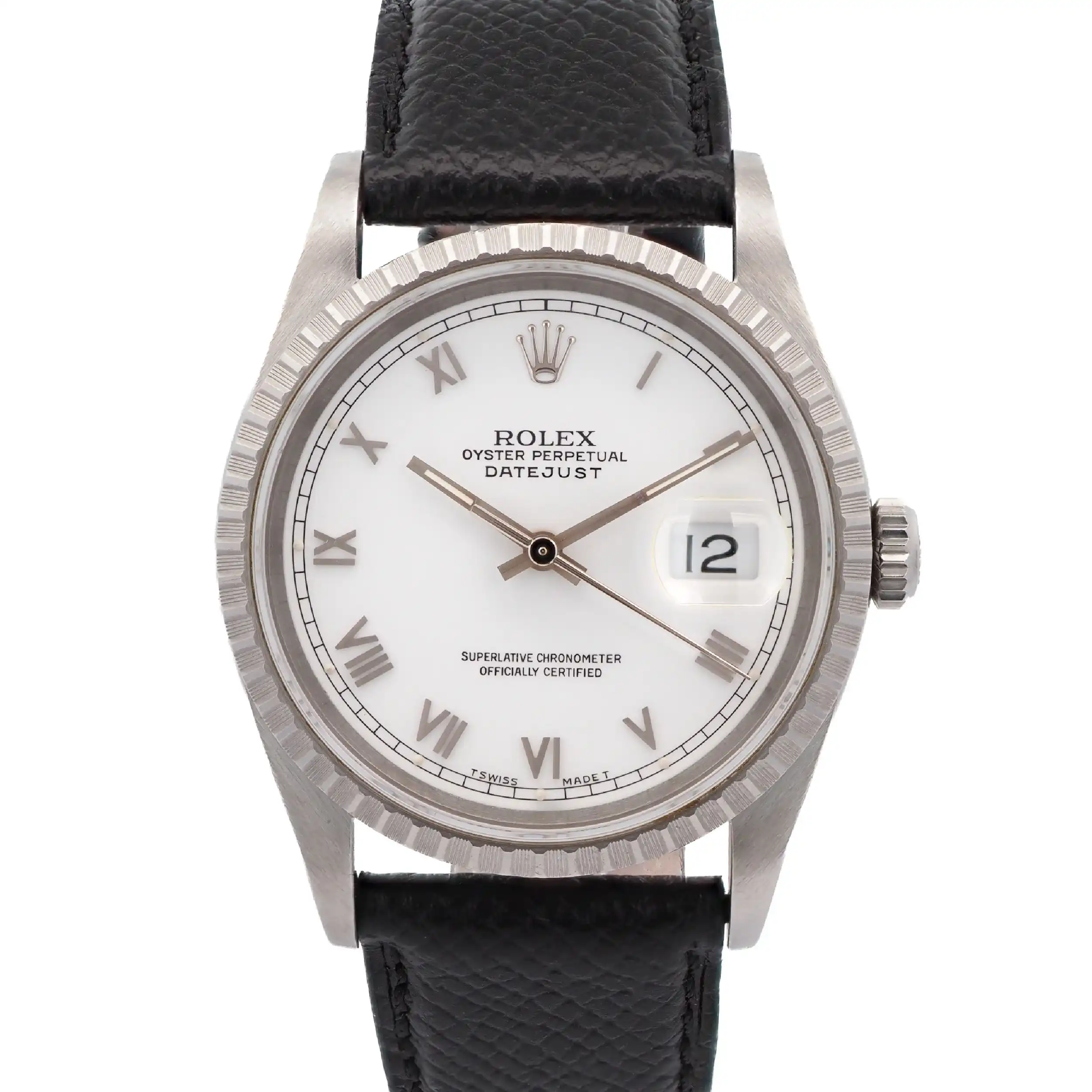 Herrenuhr Rolex DateJust 36mm Lederband mit Papieren LC100 .Ref 16220