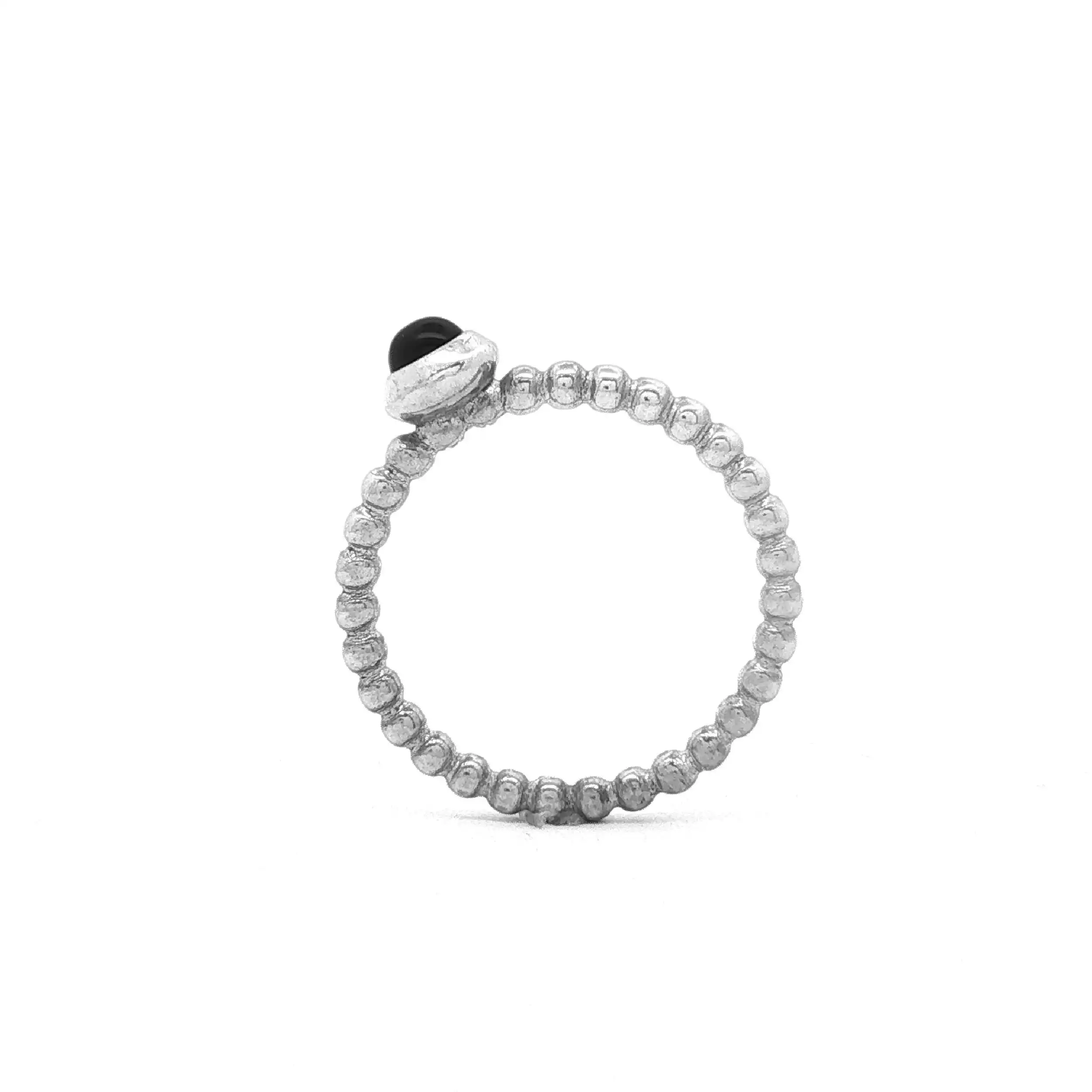 Ring Silber Pandora Kügelchenring mit Onyx Ring Silber Pandora Kügelchenring mit Onyx