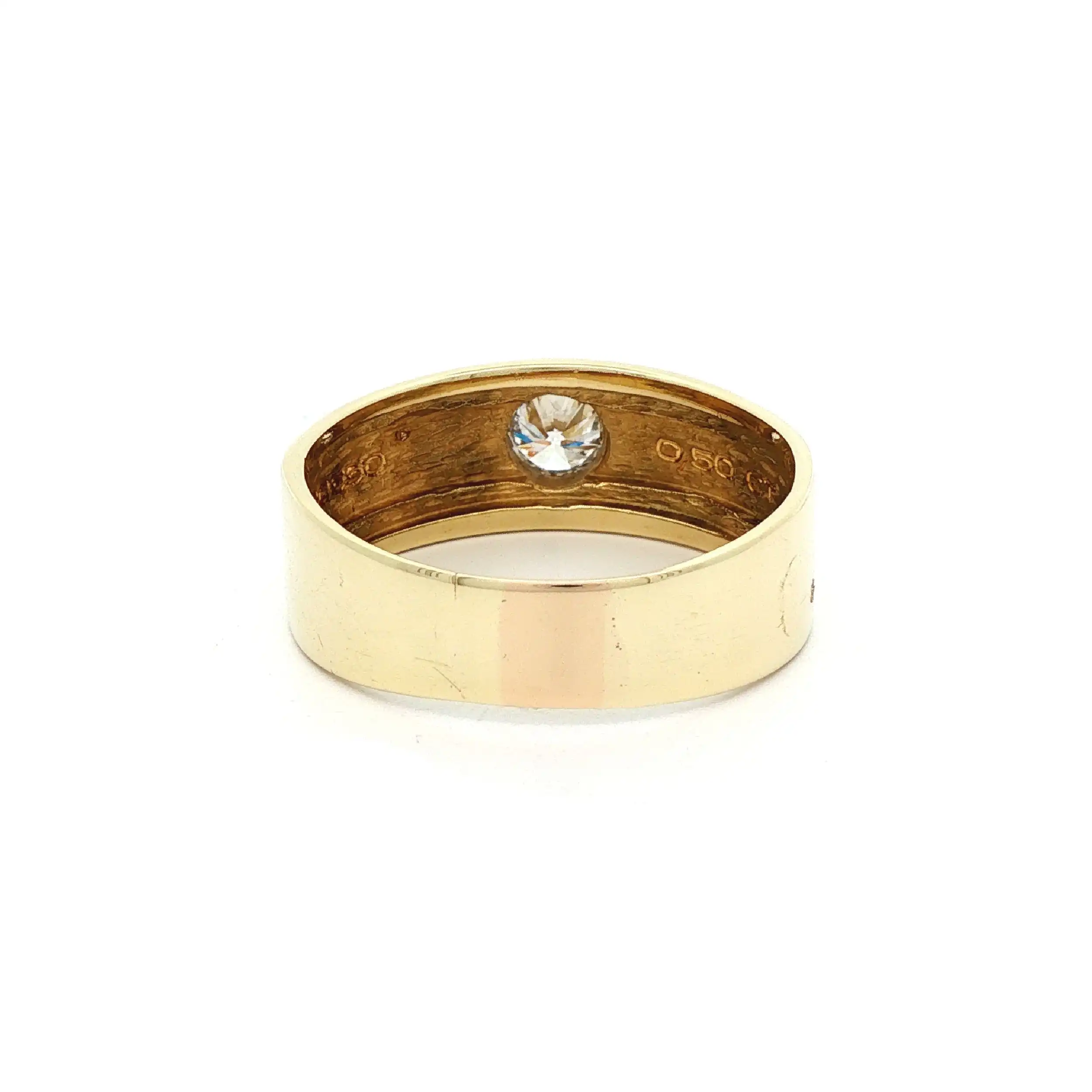 Ring Gelbgold mit Brillant, graviert mit 0,50ct