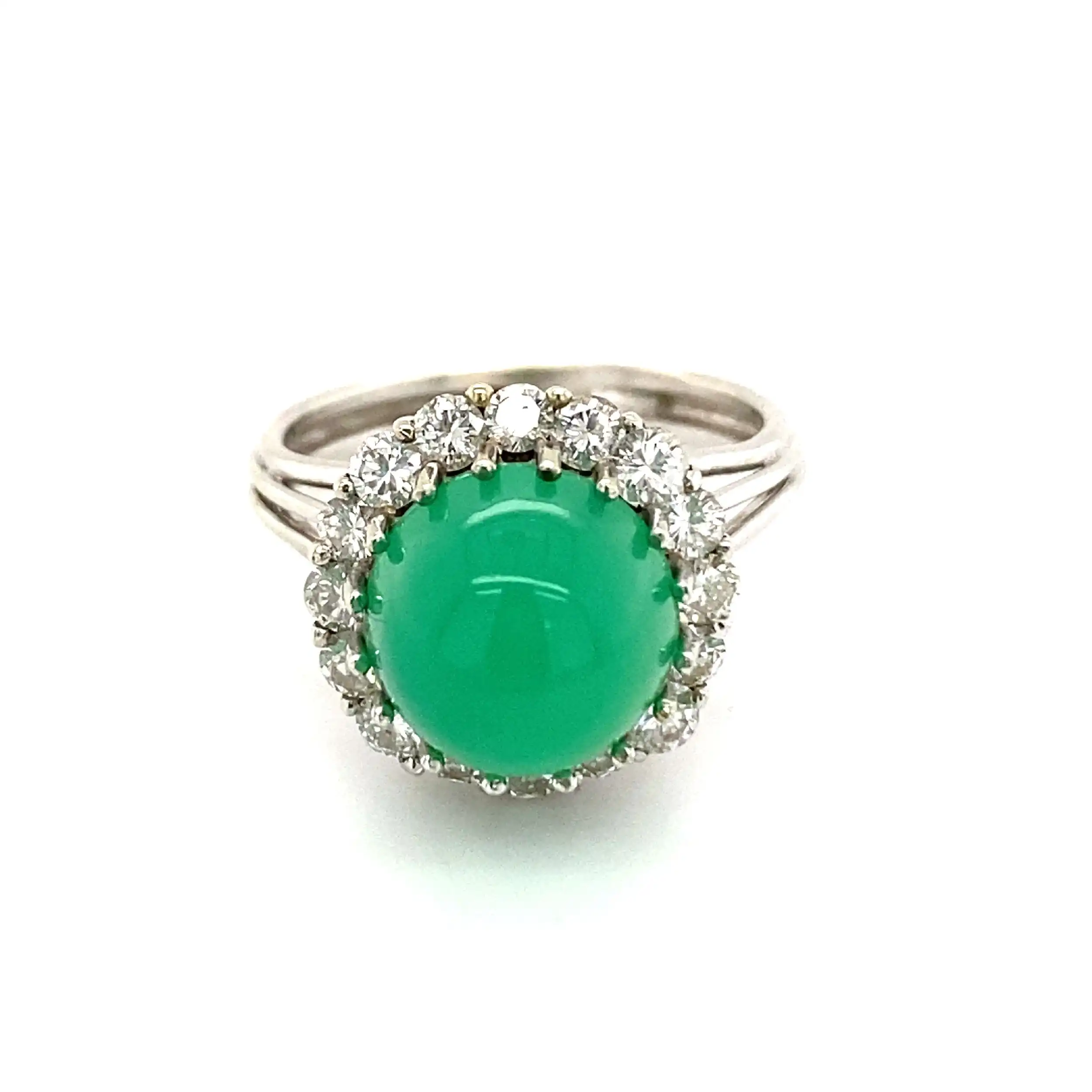 Ring Weißgold mit Chrysopras & Brillanten