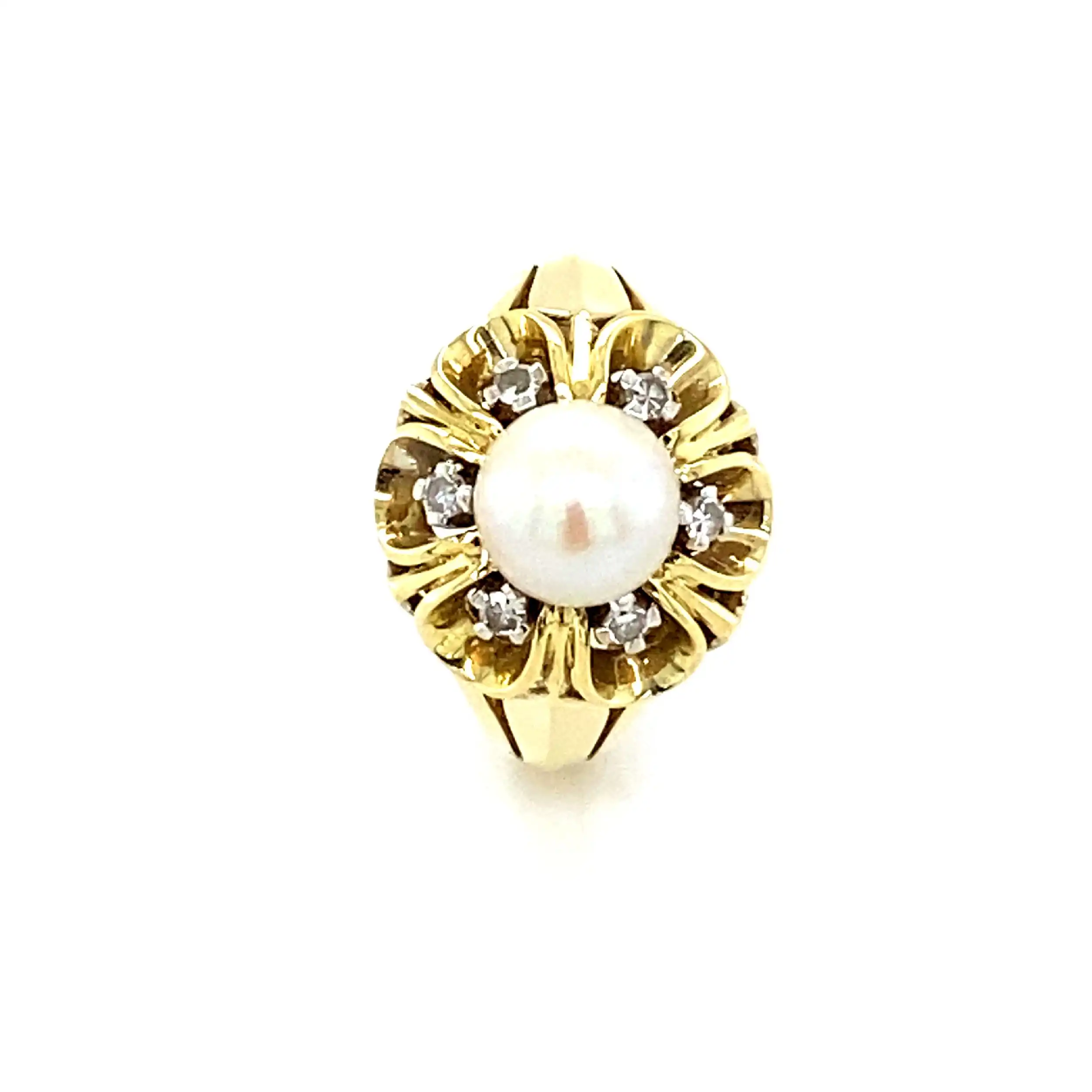 Ring Gelbgold mit Perle und Diamanten Ring Gelbgold mit Perle und Diamanten