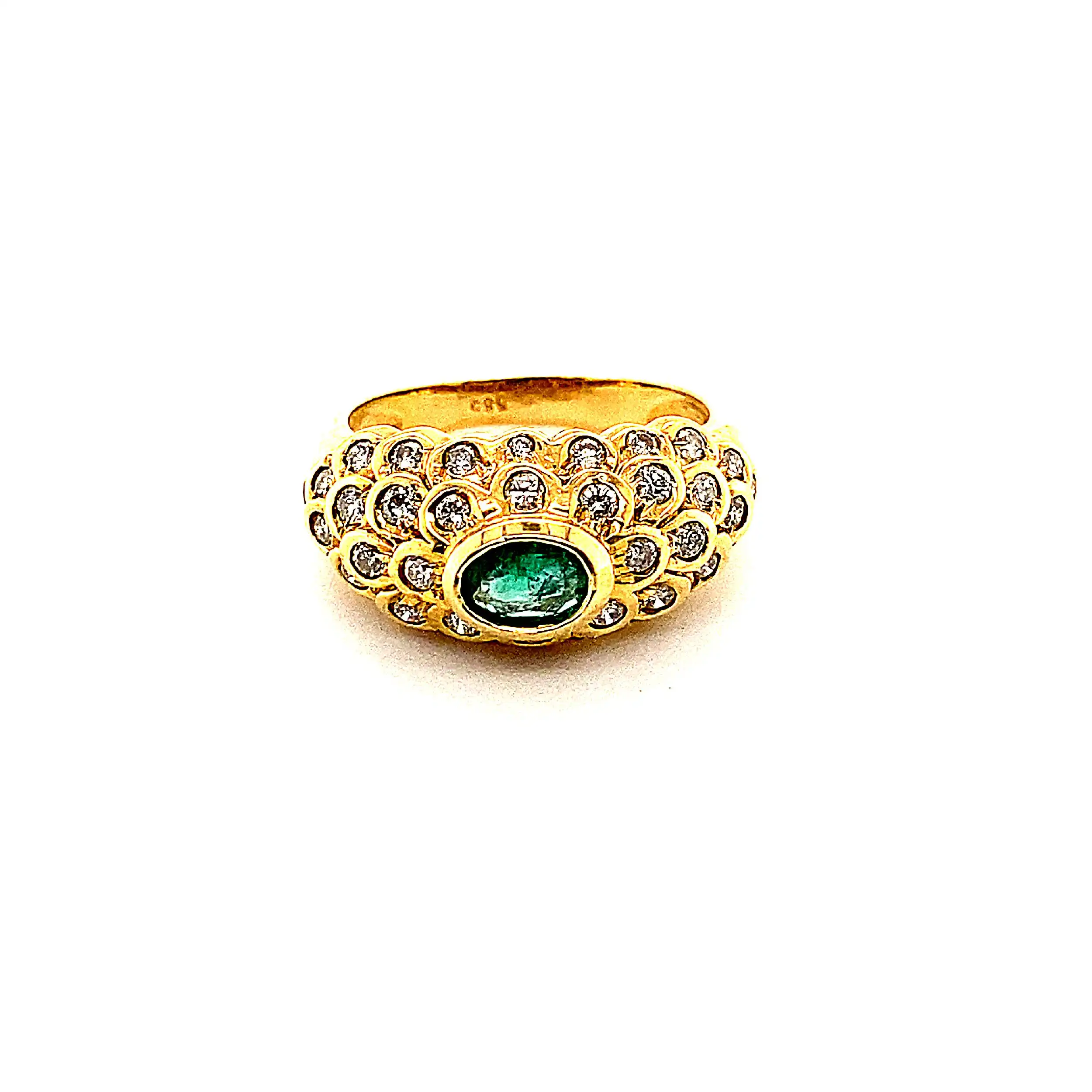 Ring Gelbgold mit Smaragd und Brillanten