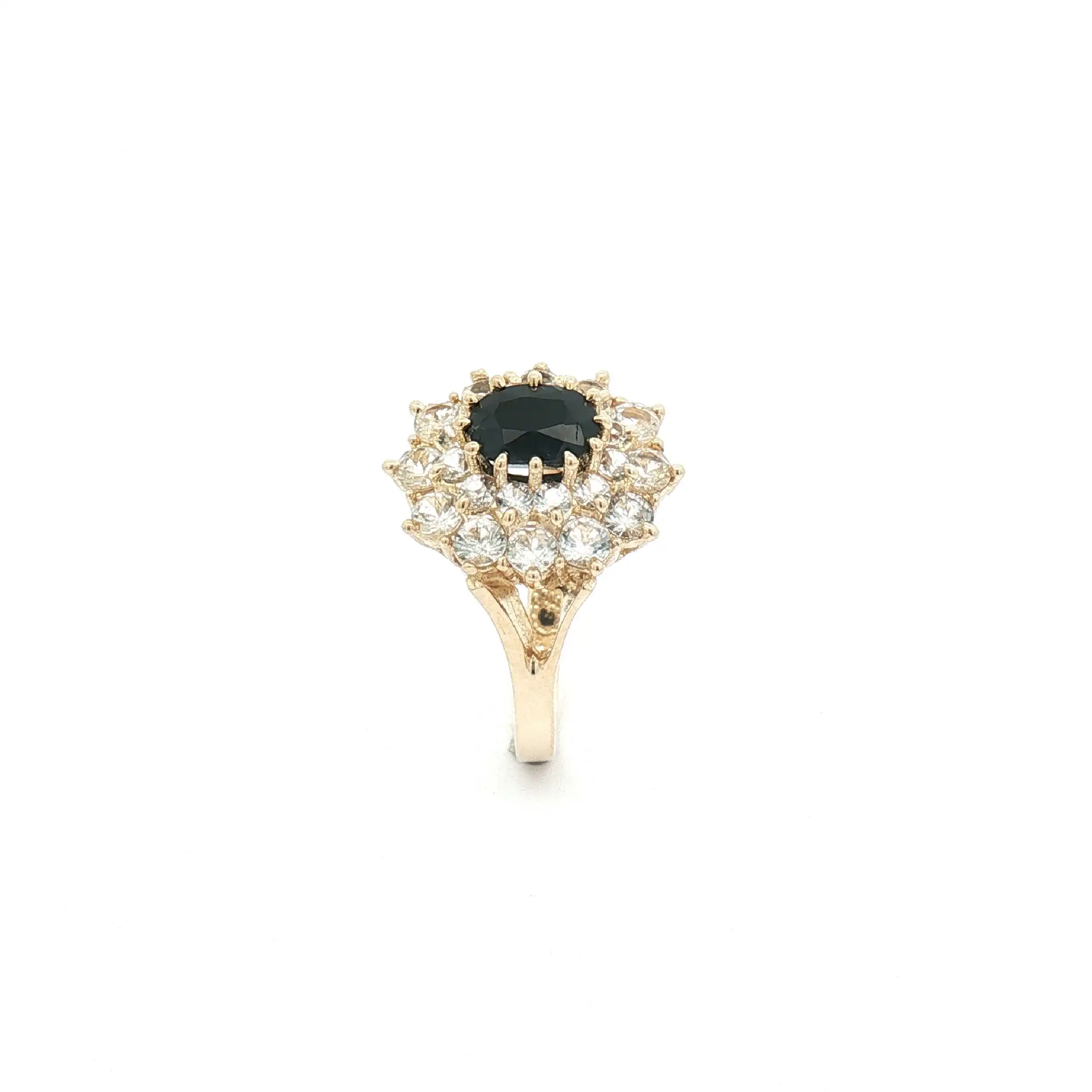 Ring Gelbgold mit blauem Farbstein und Zirkonia Ring Gelbgold mit blauem Farbstein und Zirkonia