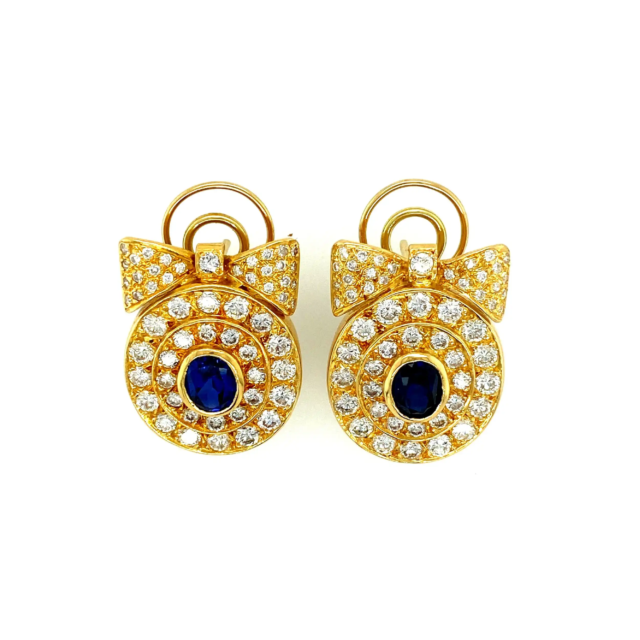 Ohrclips Gelbgold mit Saphir und Brillanten Ohrclips Gelbgold mit Saphir und Brillanten