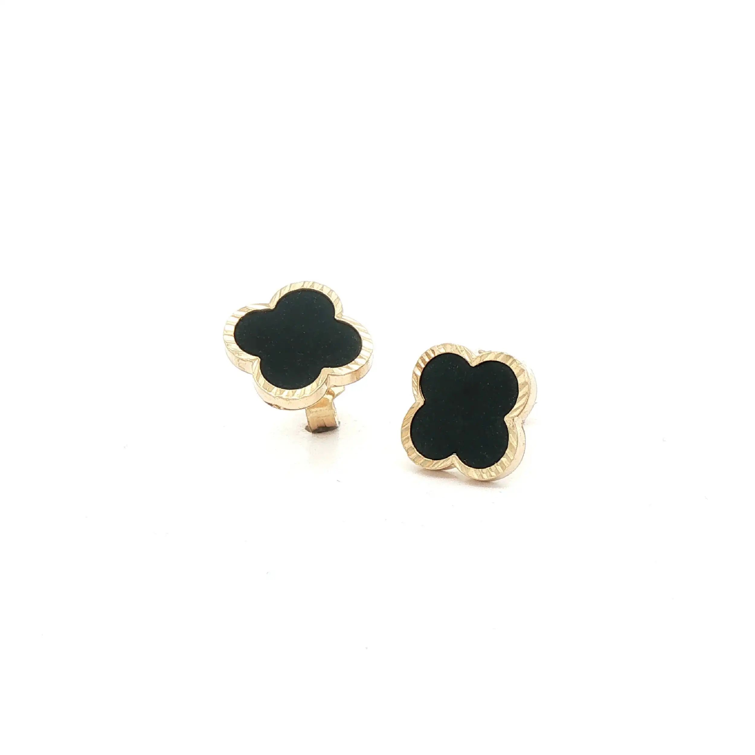 Ohrstecker Gelbgold "Blume mit Onyx"