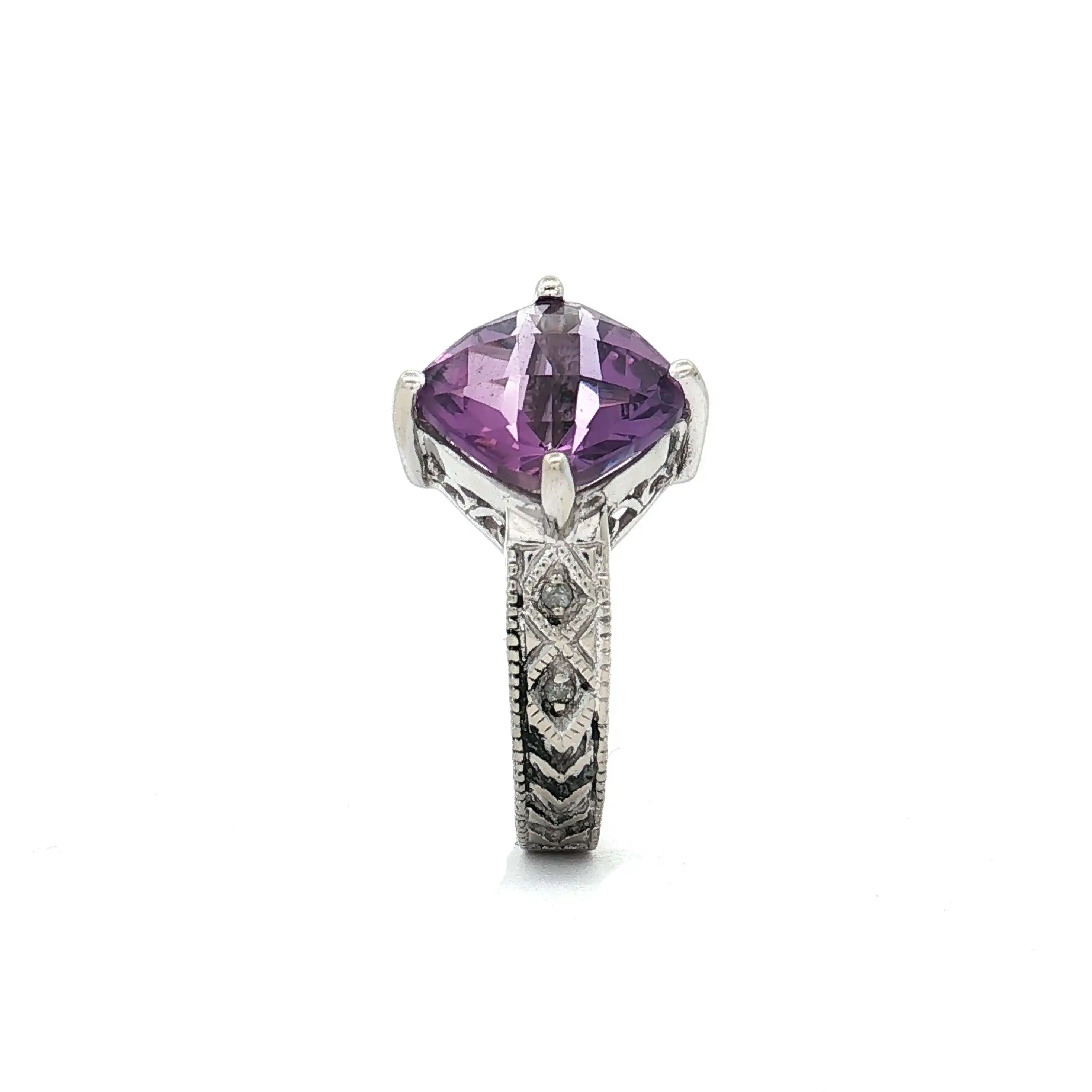 Ring Weißgold mit Diamanten und Amethyst