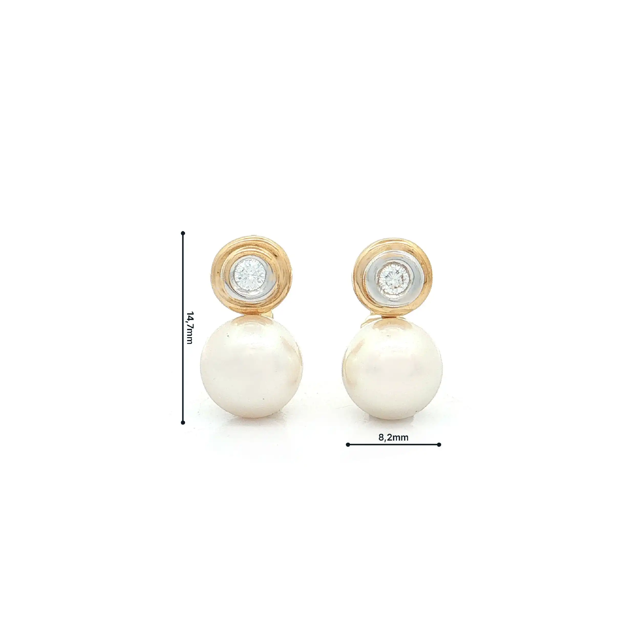 Ohrstecker Bicolor mit Perlen und Brillanten