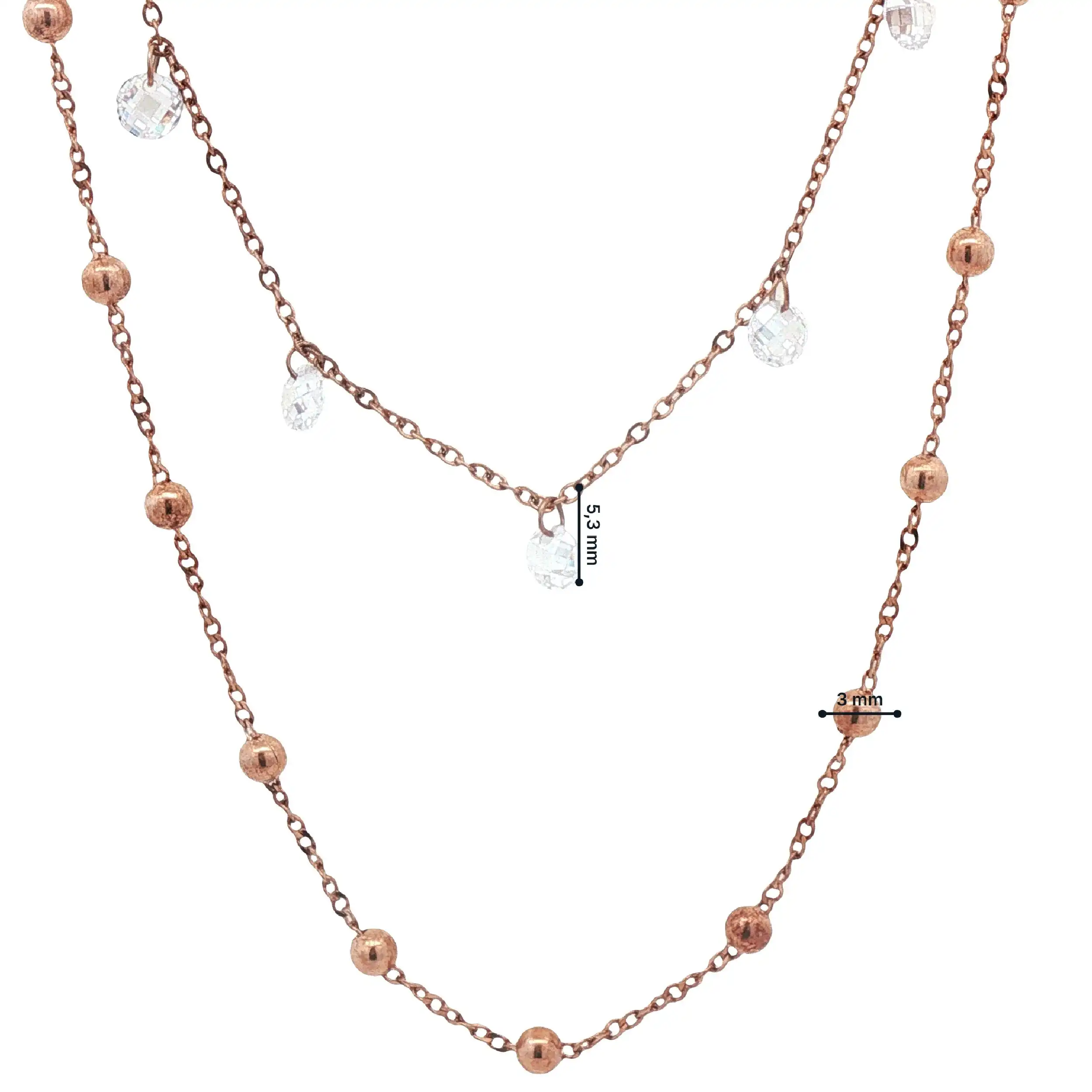 Collier Silber rosévergoldet mit Kügelchen und Zirkonia Collier Silber rosévergoldet mit Kügelchen und Zirkonia