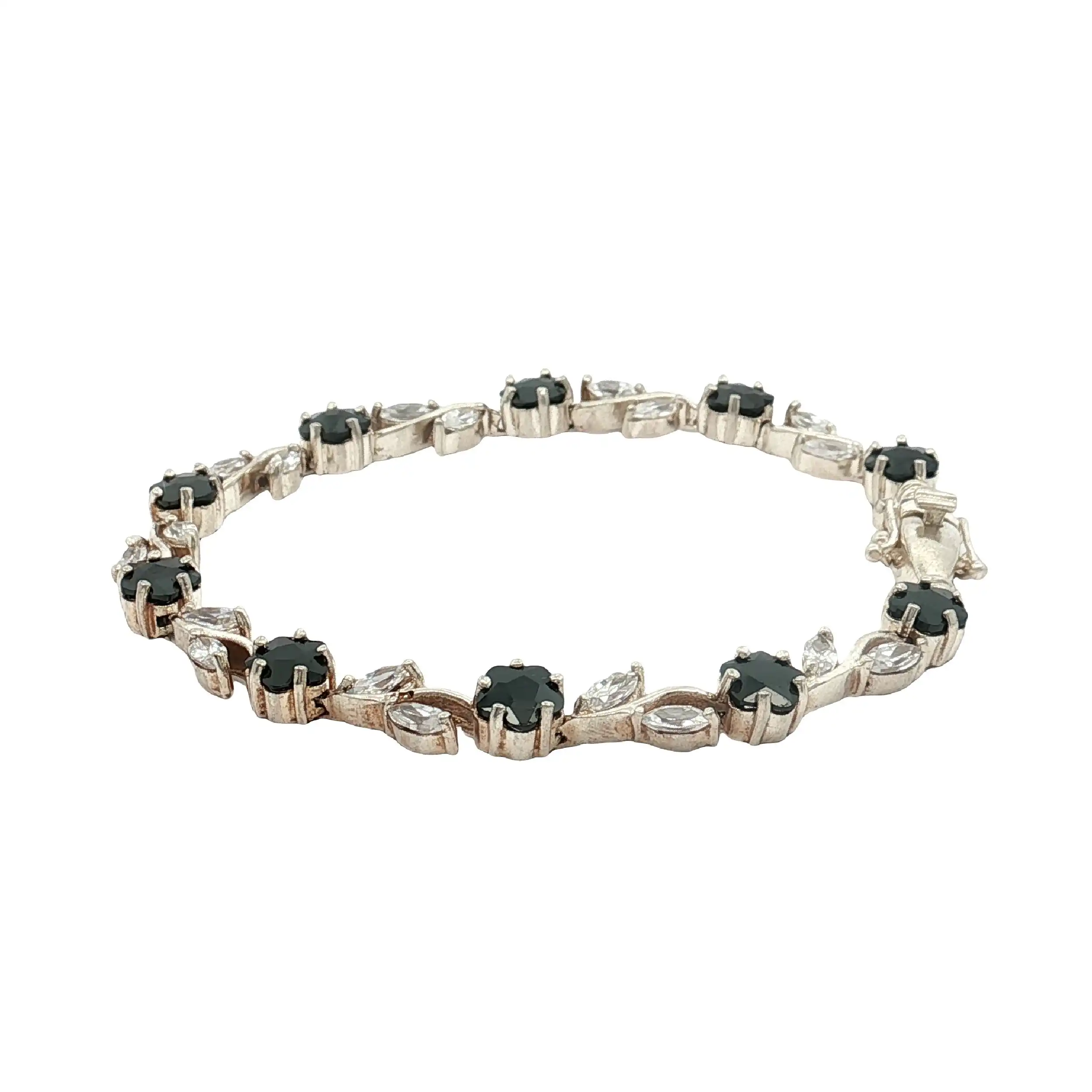 Armband Silber mit schwarzen Steinen und Zirkonia