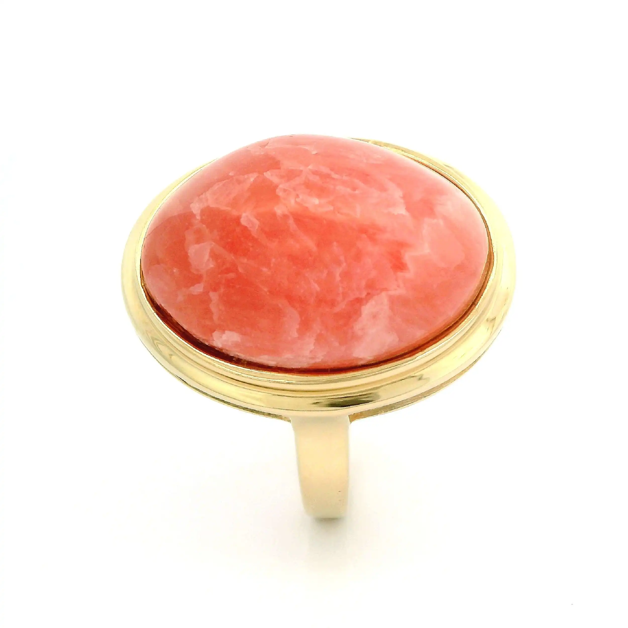 Ring Gelbgold mit Rhodochrosit Cabochon
