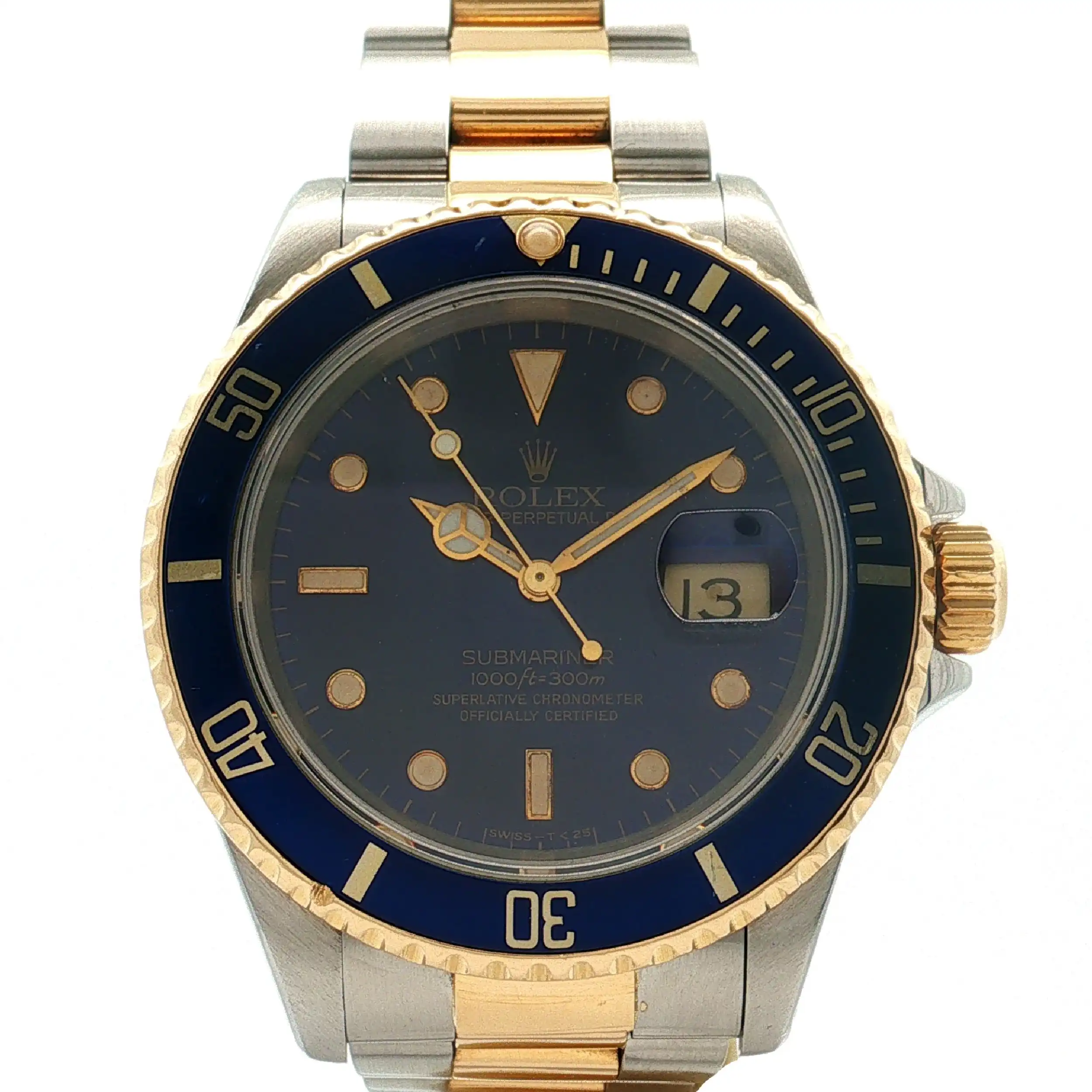 Herrenuhr Rolex Submariner 16613 Stahl Gold blaues ZB