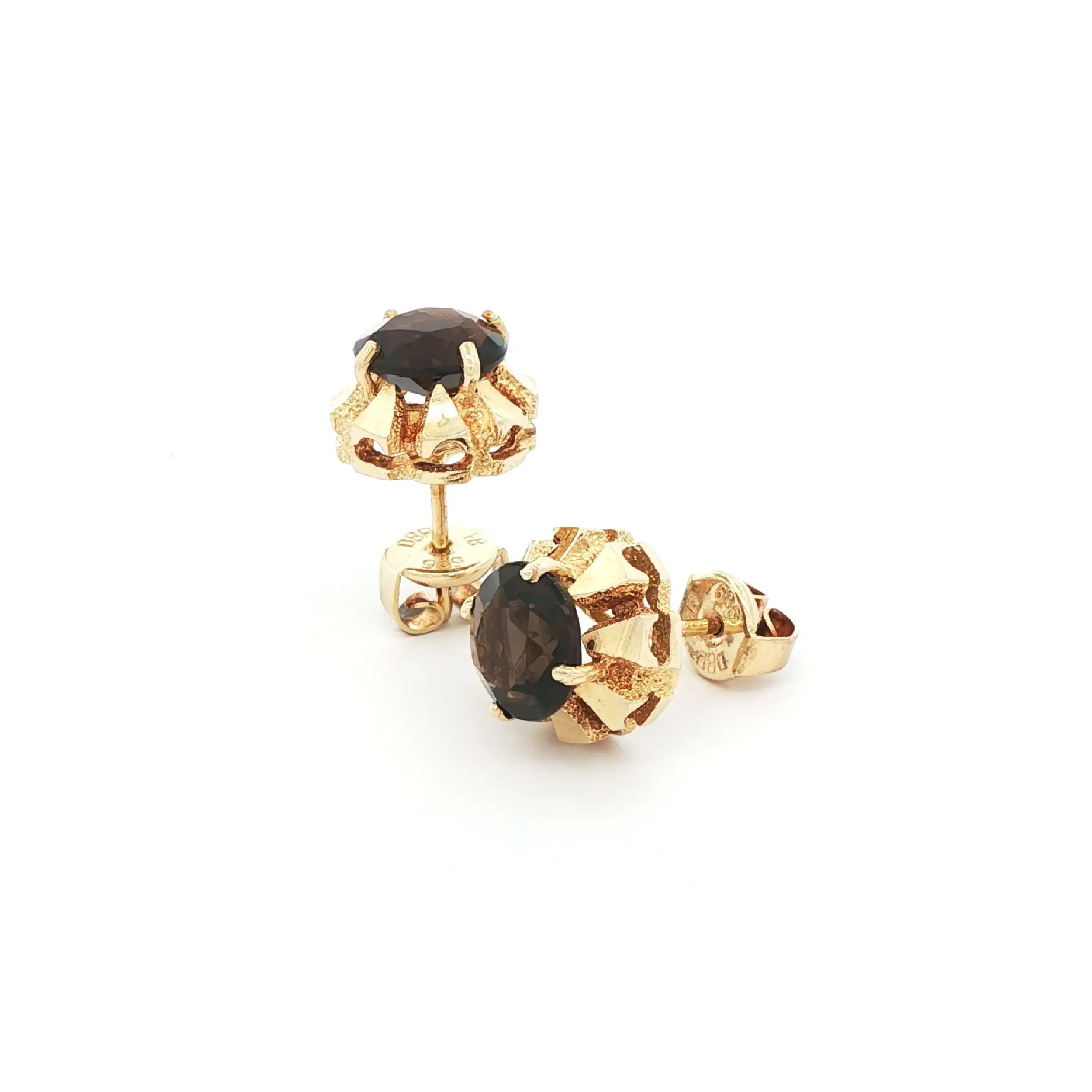 Ohrstecker Gelbgold mit braunem Farbsteinen Ohrstecker Gelbgold mit braunem Farbsteinen