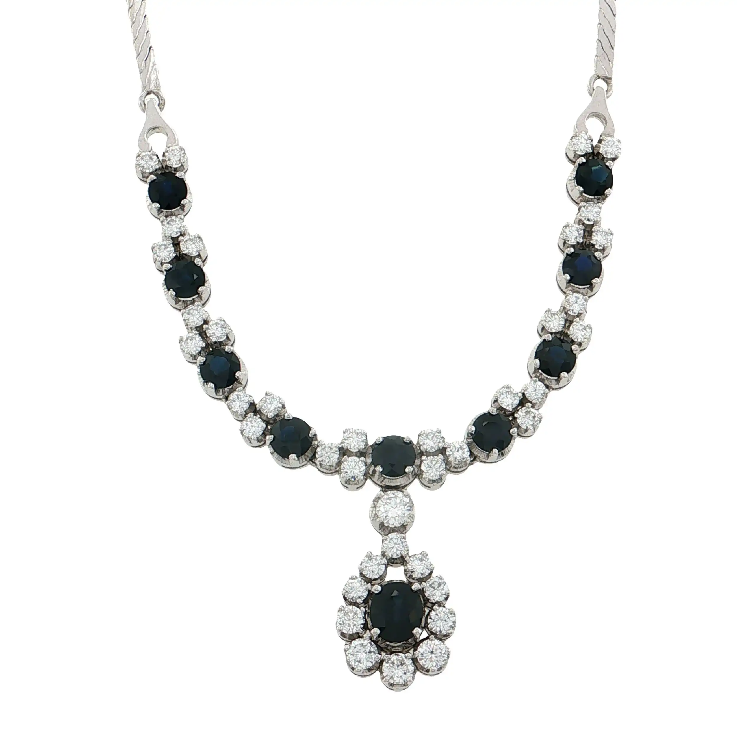 Collier Weißgold mit Saphiren und Brillanten