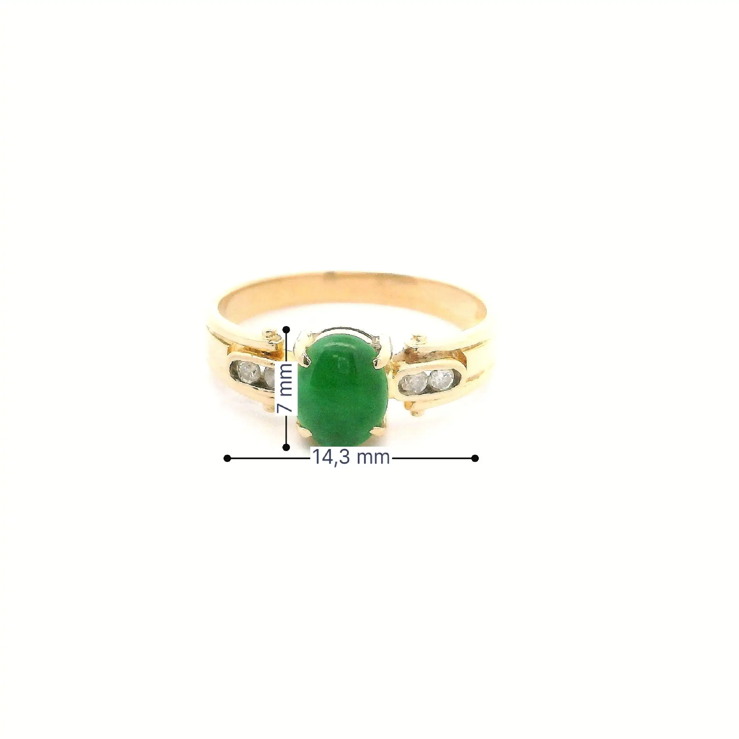 Ring Gelbgold mit grünem Cabochon und Brillanten