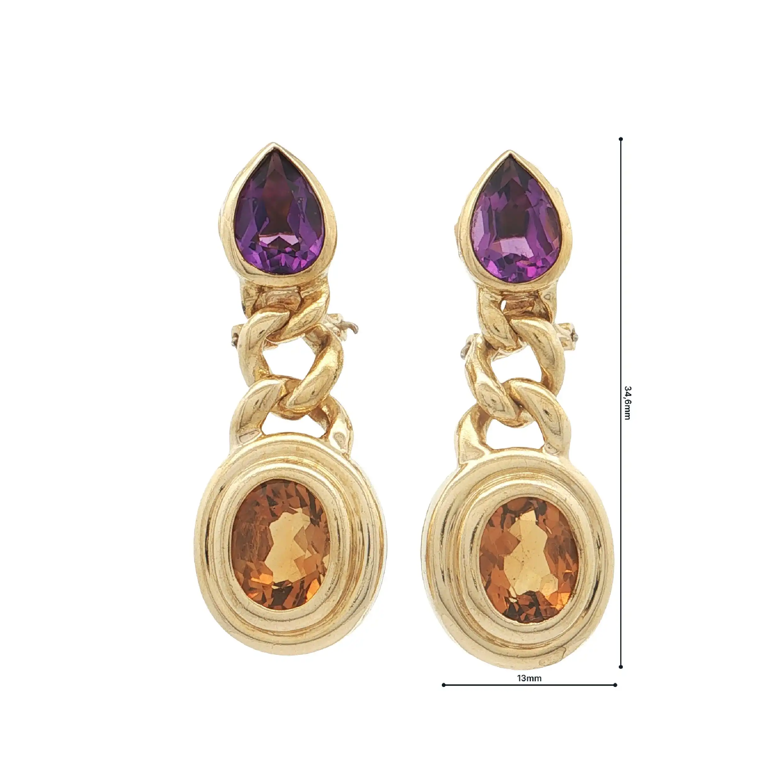 Ohrhänger Gelbgold mit Citrin und Amethyst