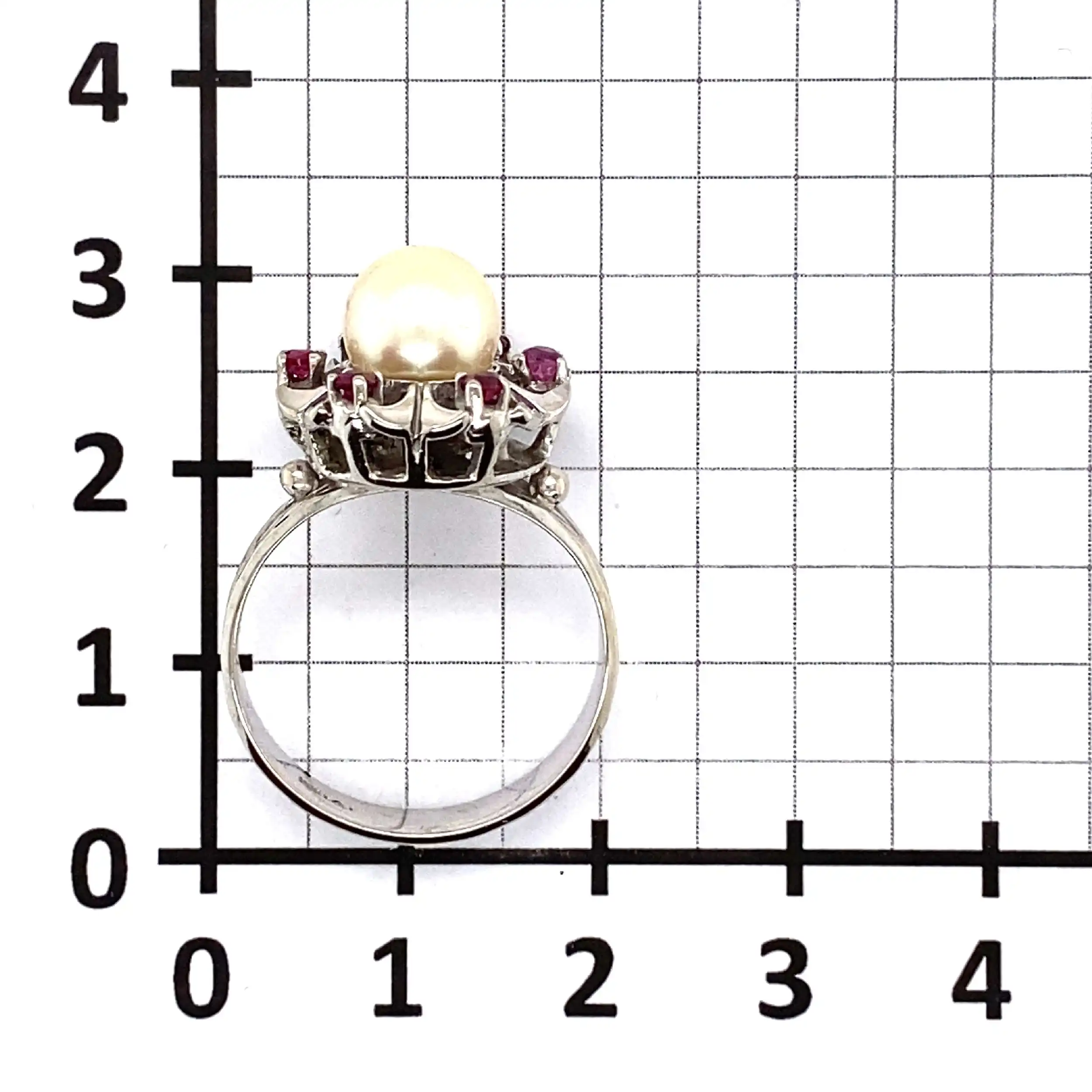 Ring Weißgold mit Perle & Rubine