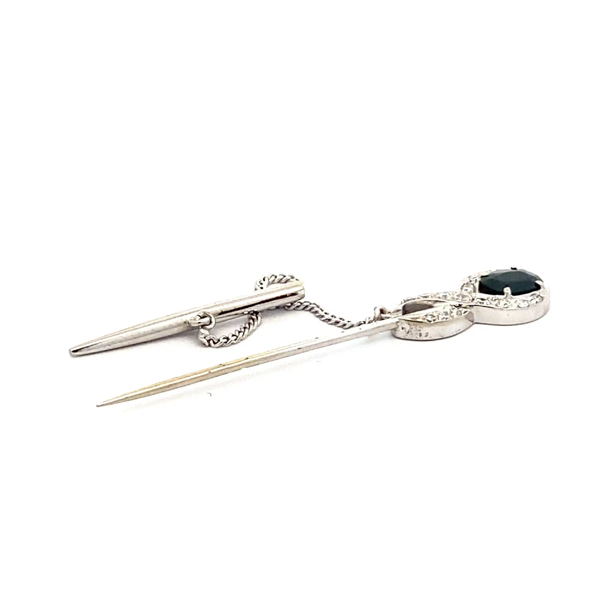 Anstecknadel Weißgold mit Diamanten und Saphir Anstecknadel Weißgold mit Diamanten und Saphir