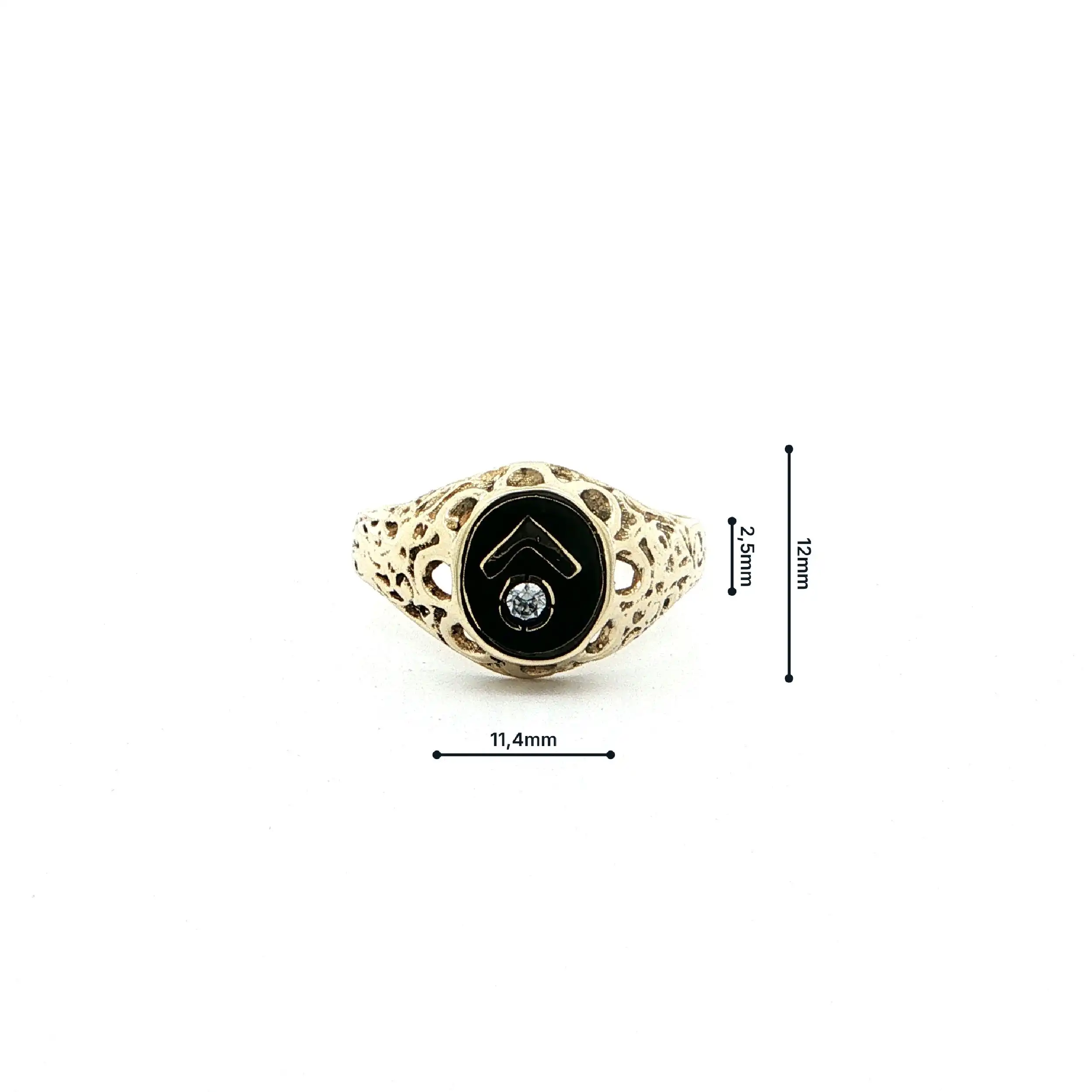Ring Gelbgold mit schwarzem Lack & Zirkonia Ring Gelbgold mit schwarzem Lack & Zirkonia