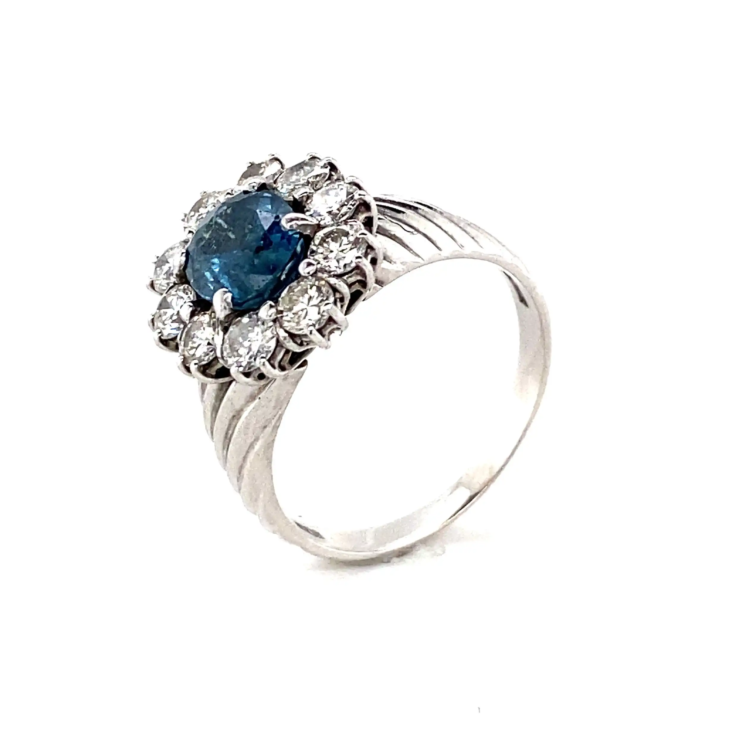 Ring Weißgold mit Saphir und Brillanten, mit Expertise von EPL