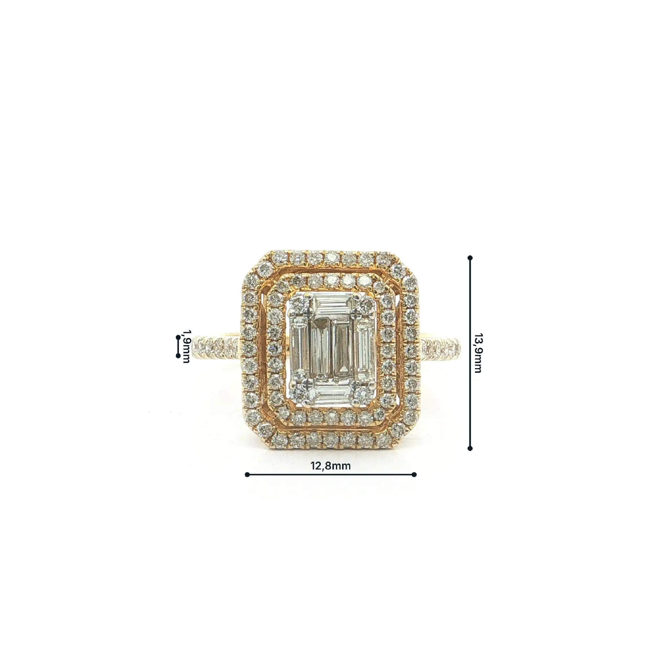 Ring Gelbgold mit Diamanten und Brillanten, graviert mit 0,95ct Ring Gelbgold mit Diamanten und Brillanten, graviert mit 0,95ct