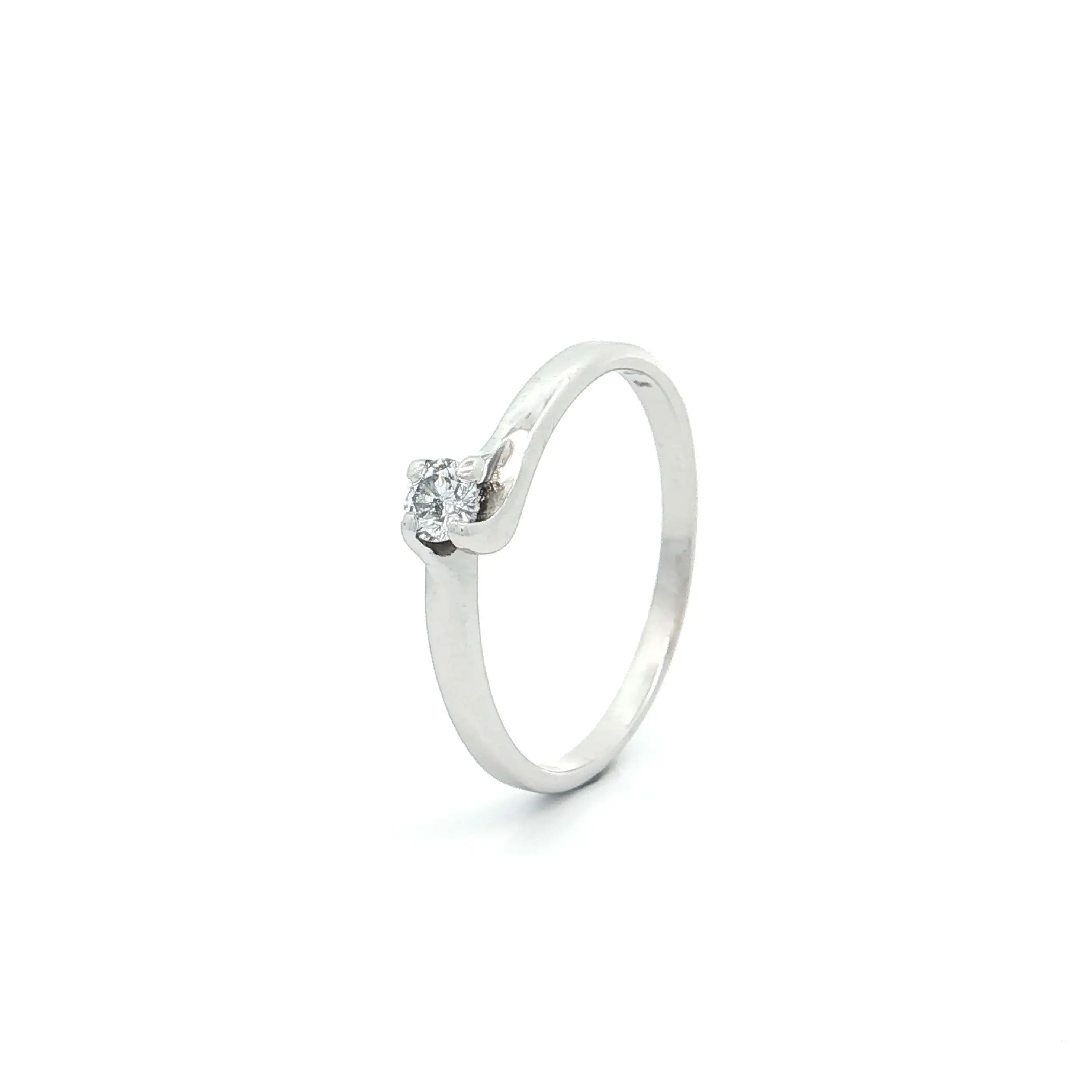 Ring Weißgold mit Brillant, graviert mit 0,14ct