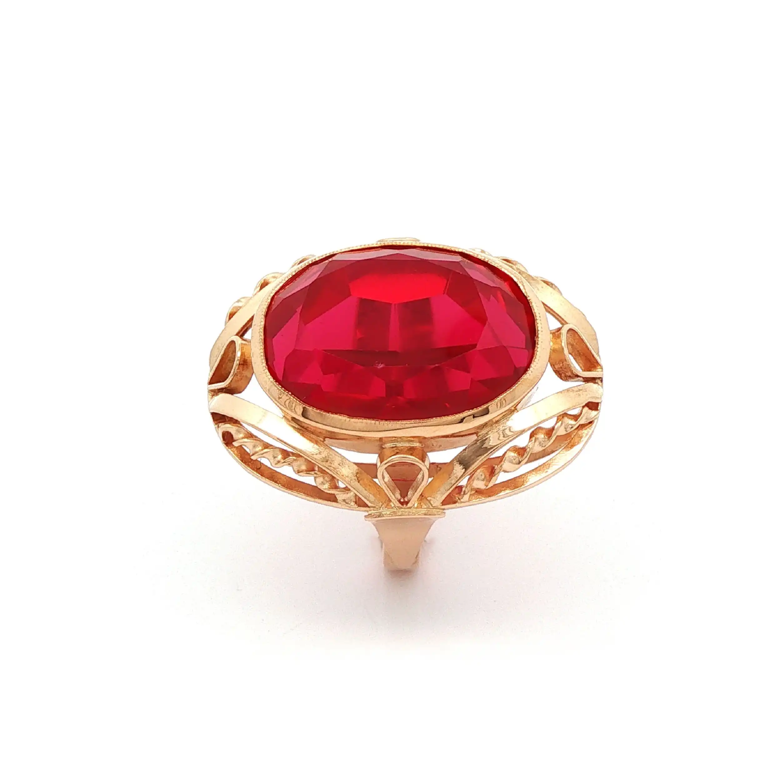Ring Rotgold mit synthetischem Korund Ring Rotgold mit synthetischem Korund