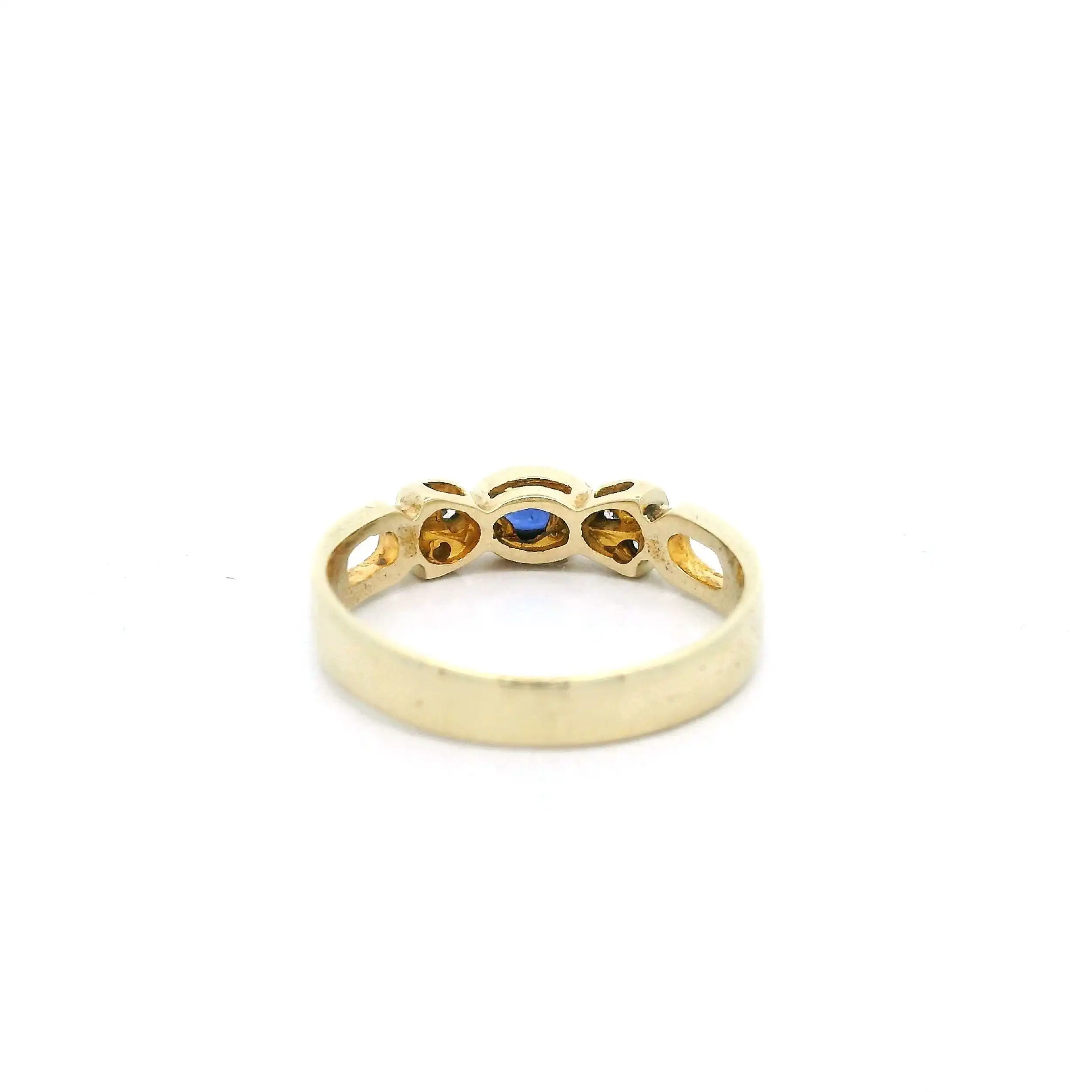 Ring Gelbgold mit blauem Cabochon und Zirkonia