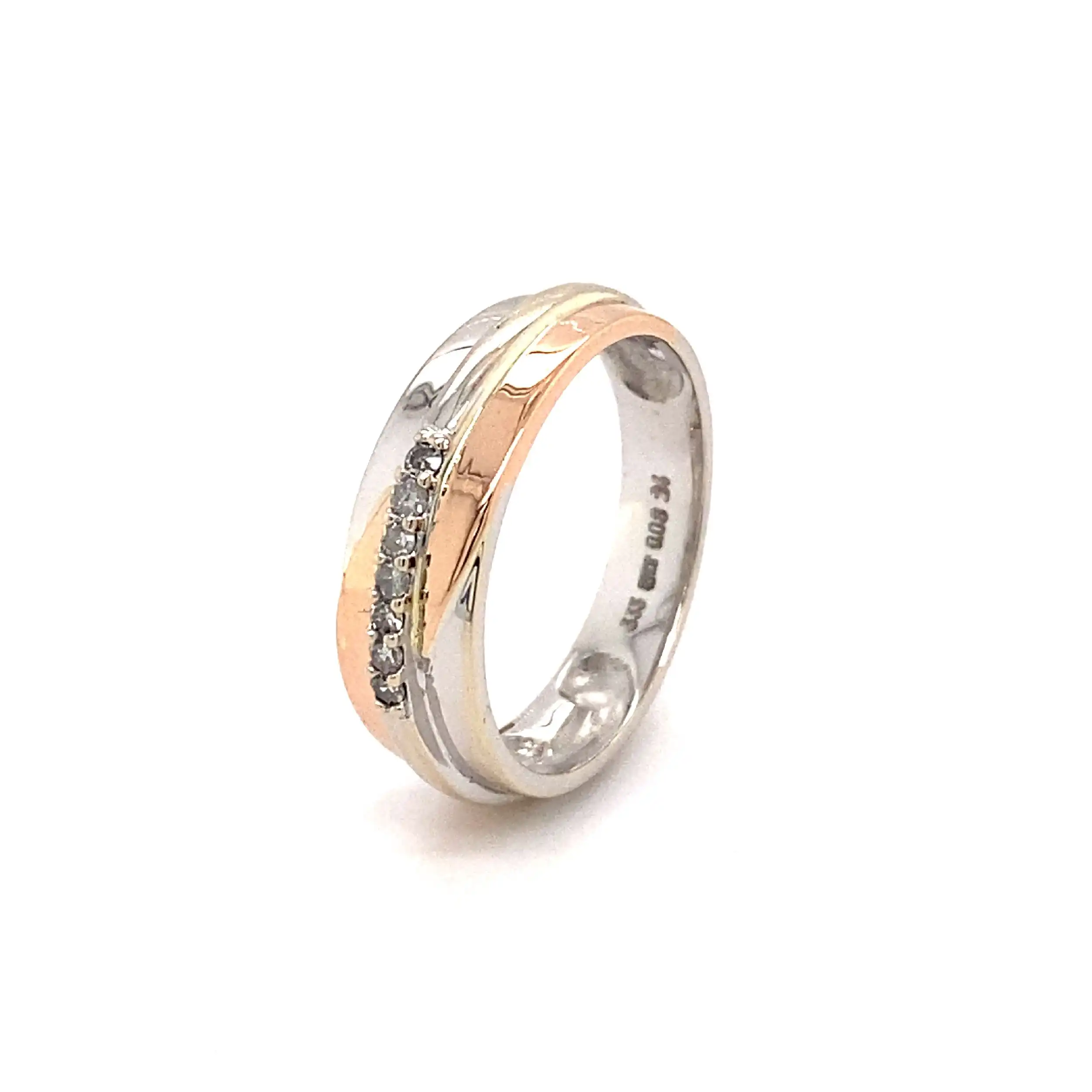 Ring Bicolor mit Brillanten graviert mit 0,08ct Ring Bicolor mit Brillanten graviert mit 0,08ct