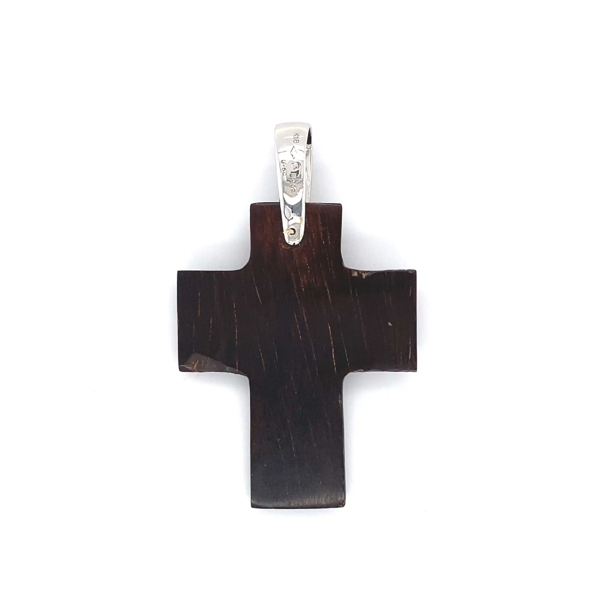 Kreuzanhänger Weißgold im Holz-look mit Brillanten Kreuzanhänger Weißgold im Holz-look mit Brillanten