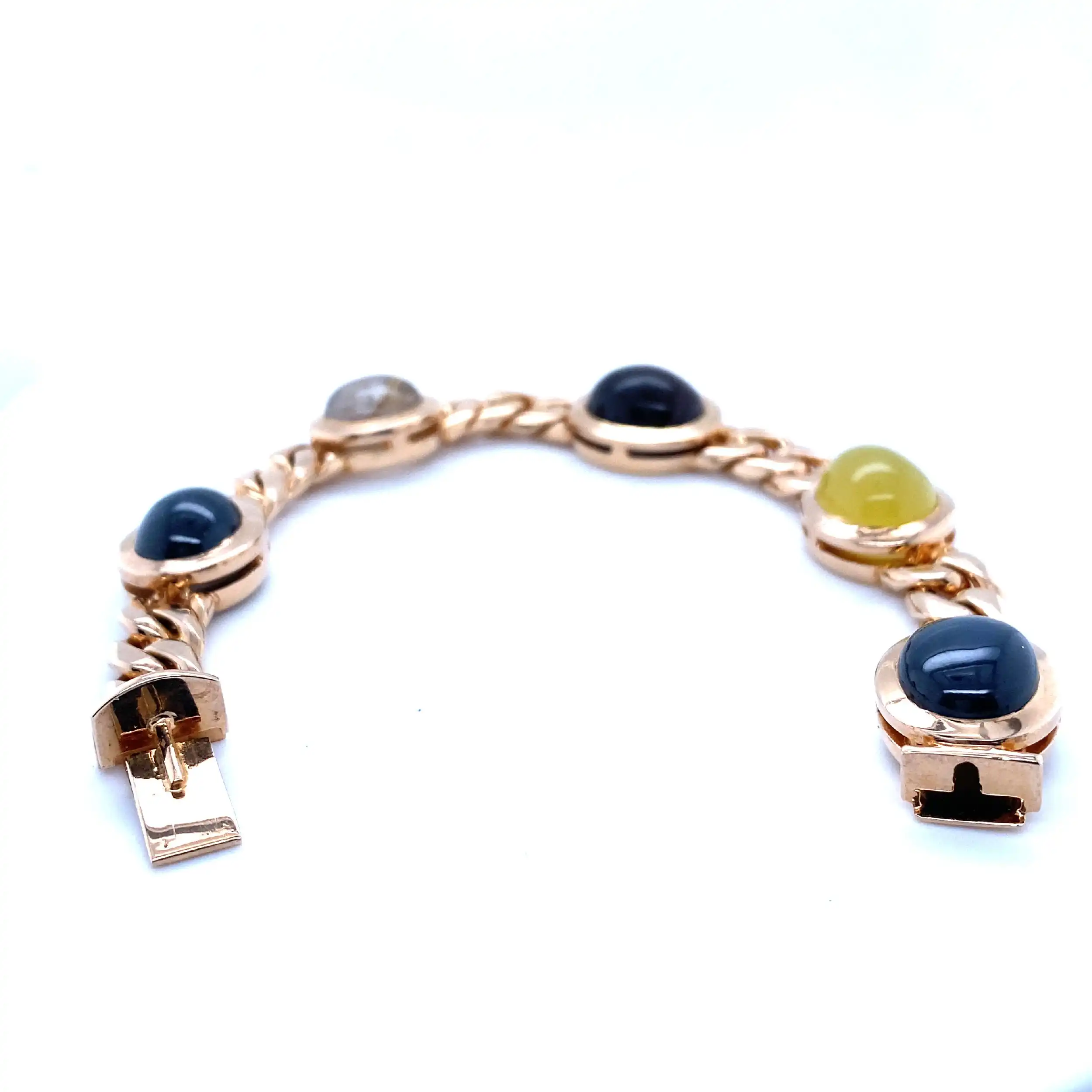 Armband Rosegold mit Sternsaphiren, Bergkristall, Skapolith-Katzenauge und Opal mit EPL Expertise Armband Rosegold mit Sternsaphiren, Bergkristall, Skapolith-Katzenauge und Opal mit EPL Expertise