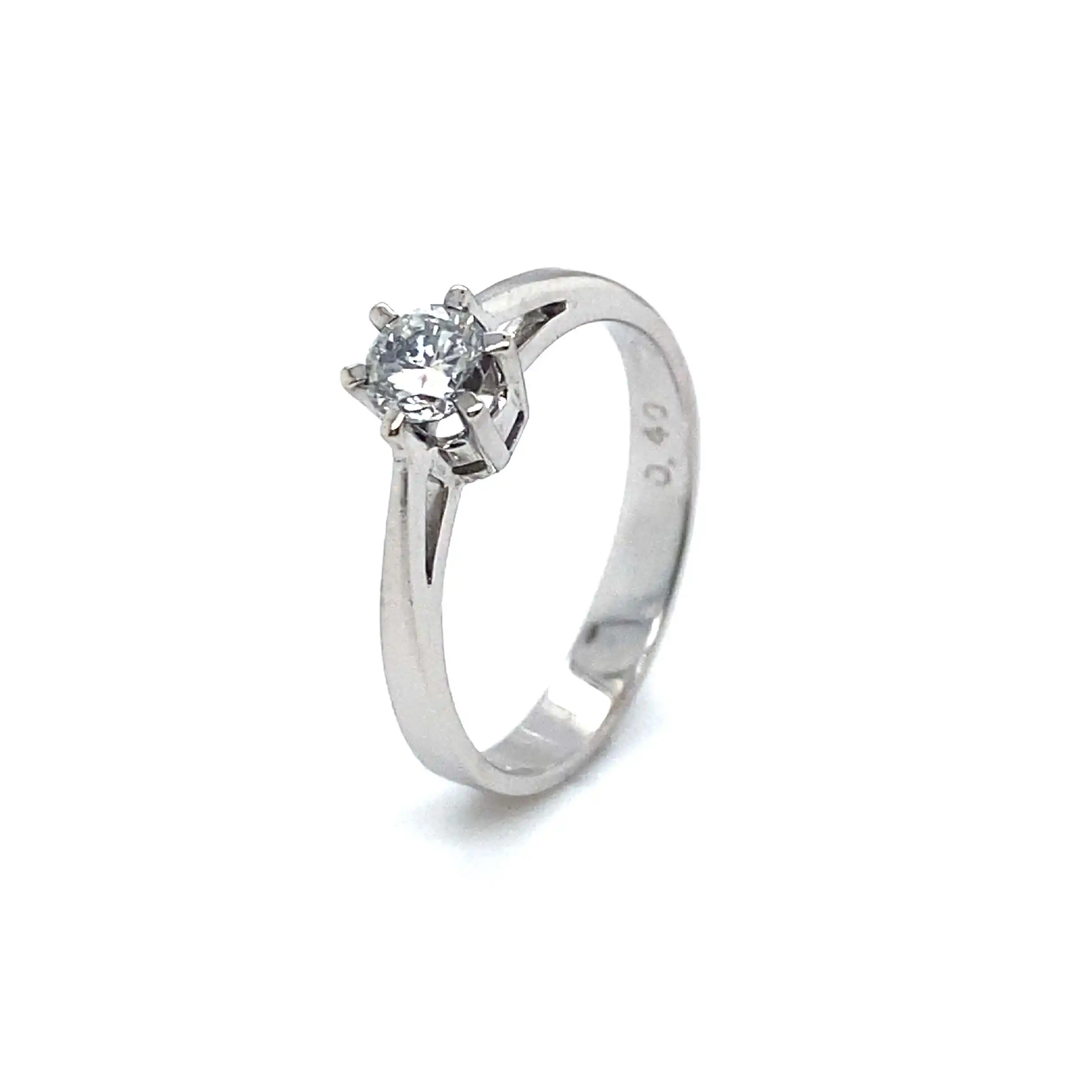Ring Weißgold mit Brillant, graviert mit 0,40ct Ring Weißgold mit Brillant, graviert mit 0,40ct