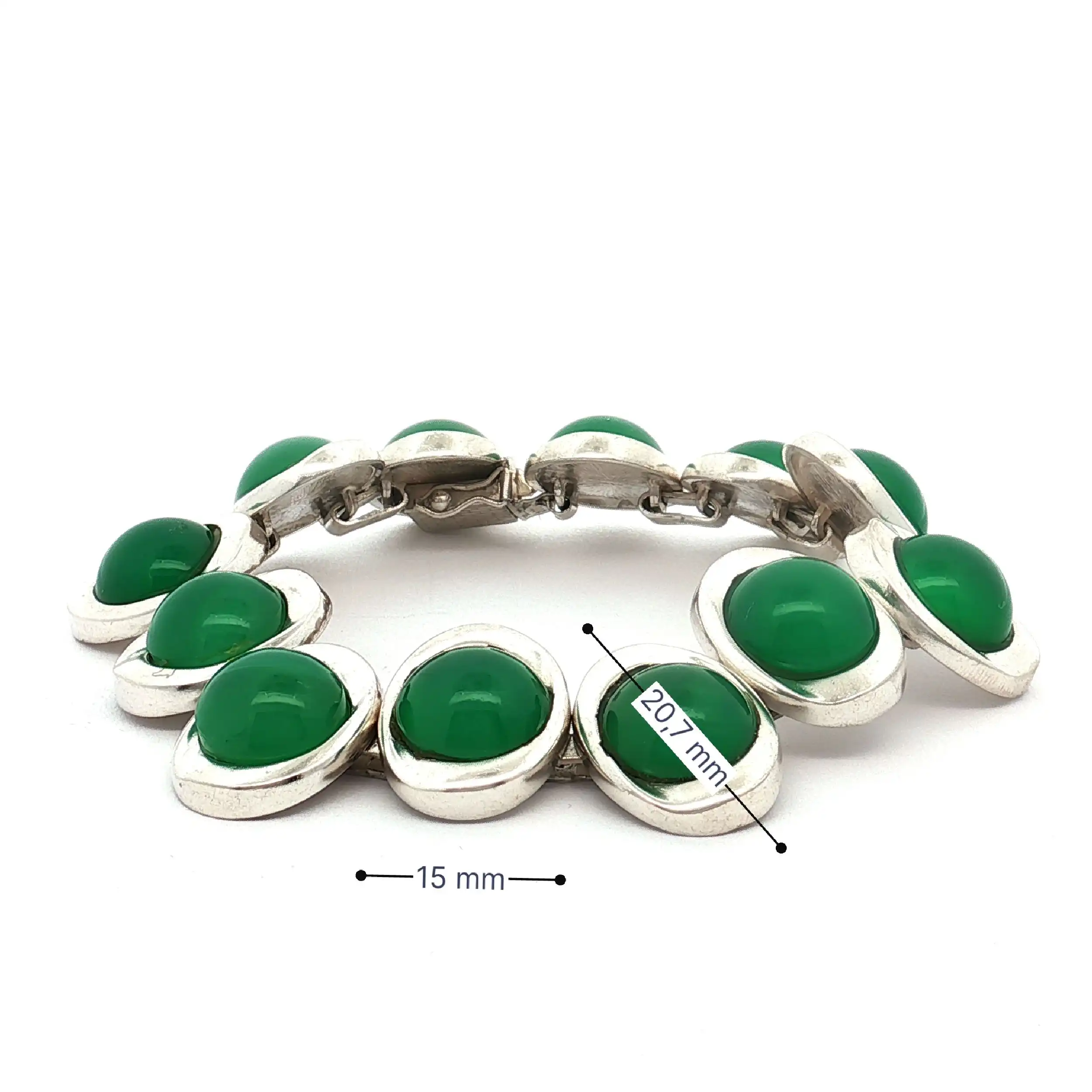 Armband Silber mit grünen Steinen