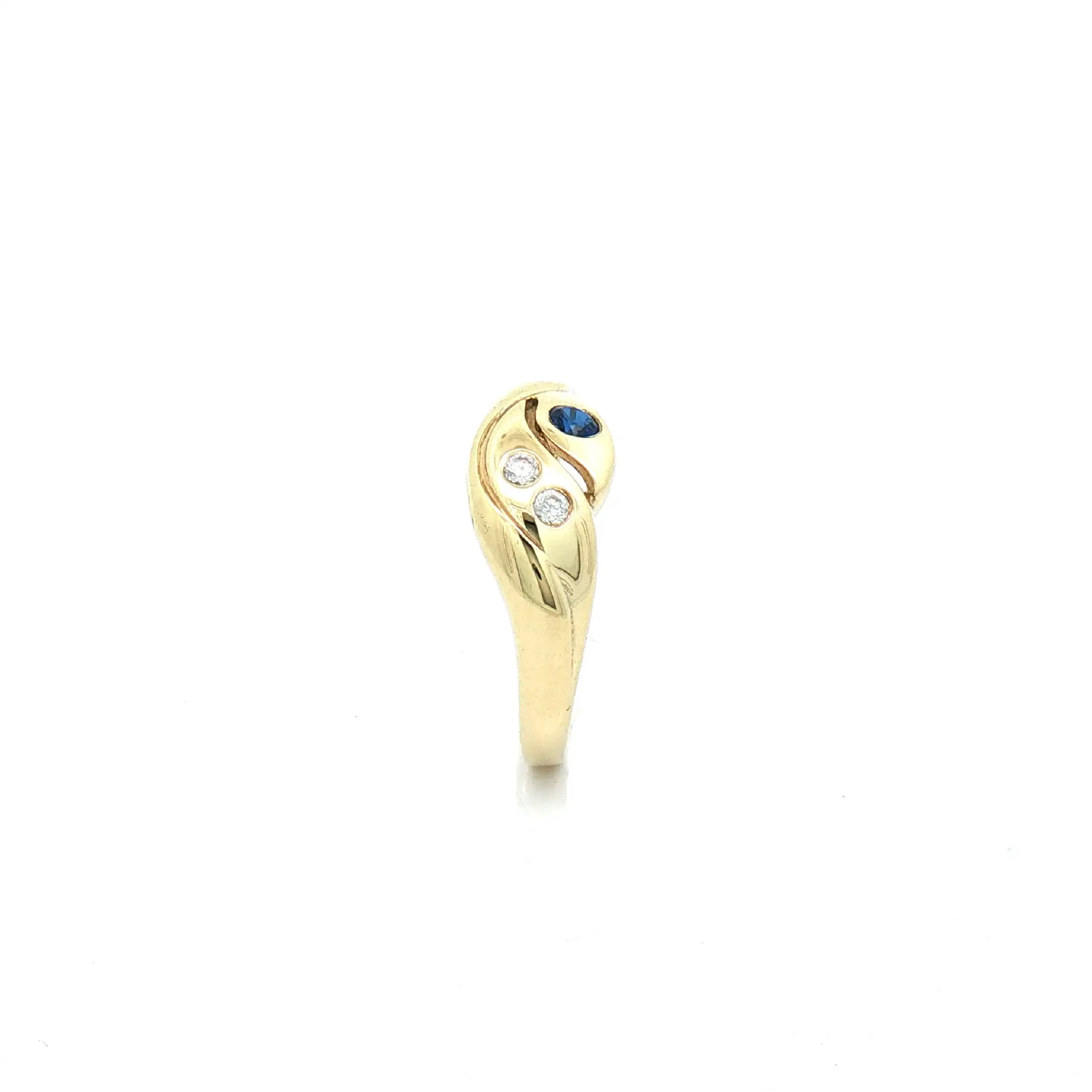 Ring Gelbgold mit Zirkonia und blauen Farbstein Ring Gelbgold mit Zirkonia und blauen Farbstein