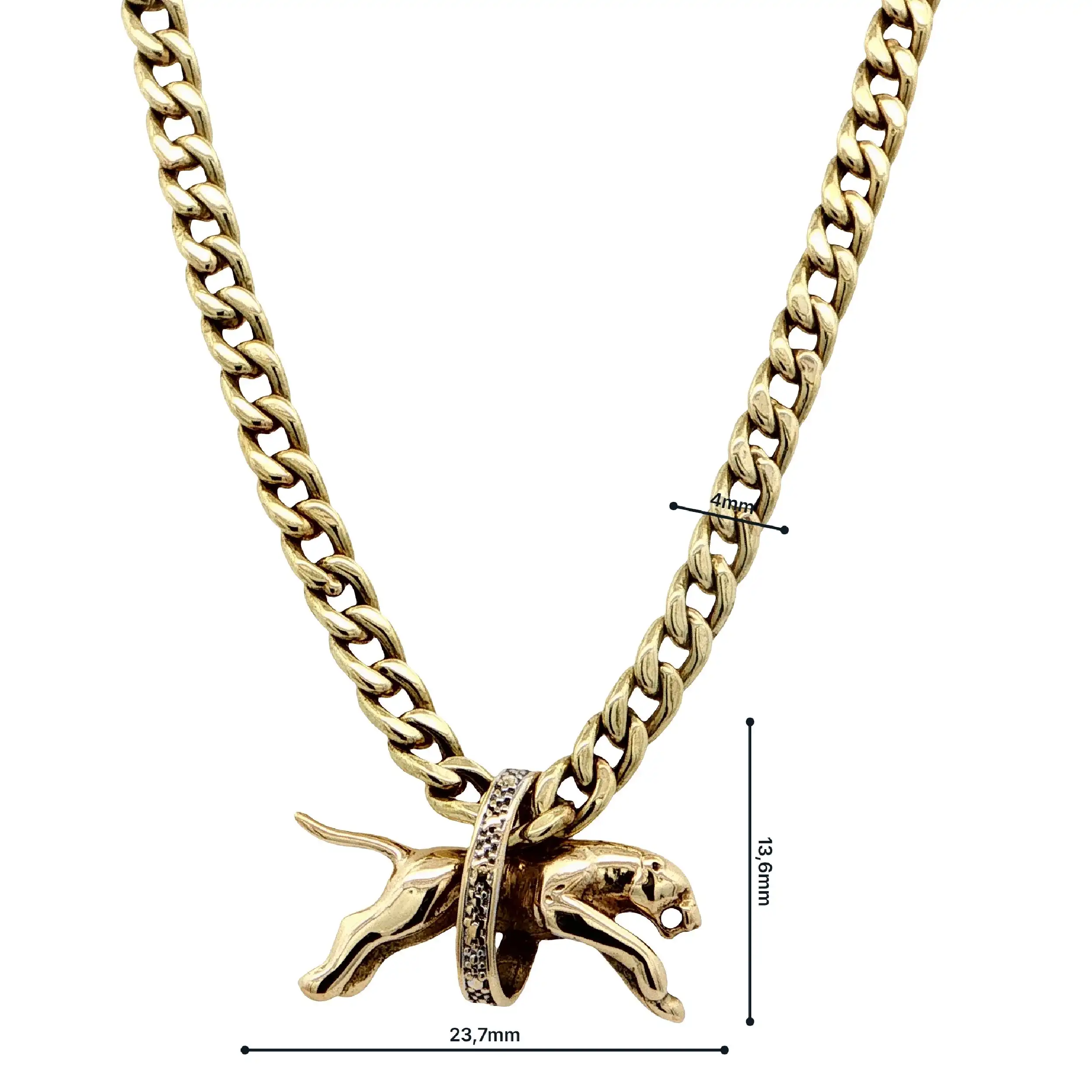 Panzerkette Gelbgold mit Anhänger Panther