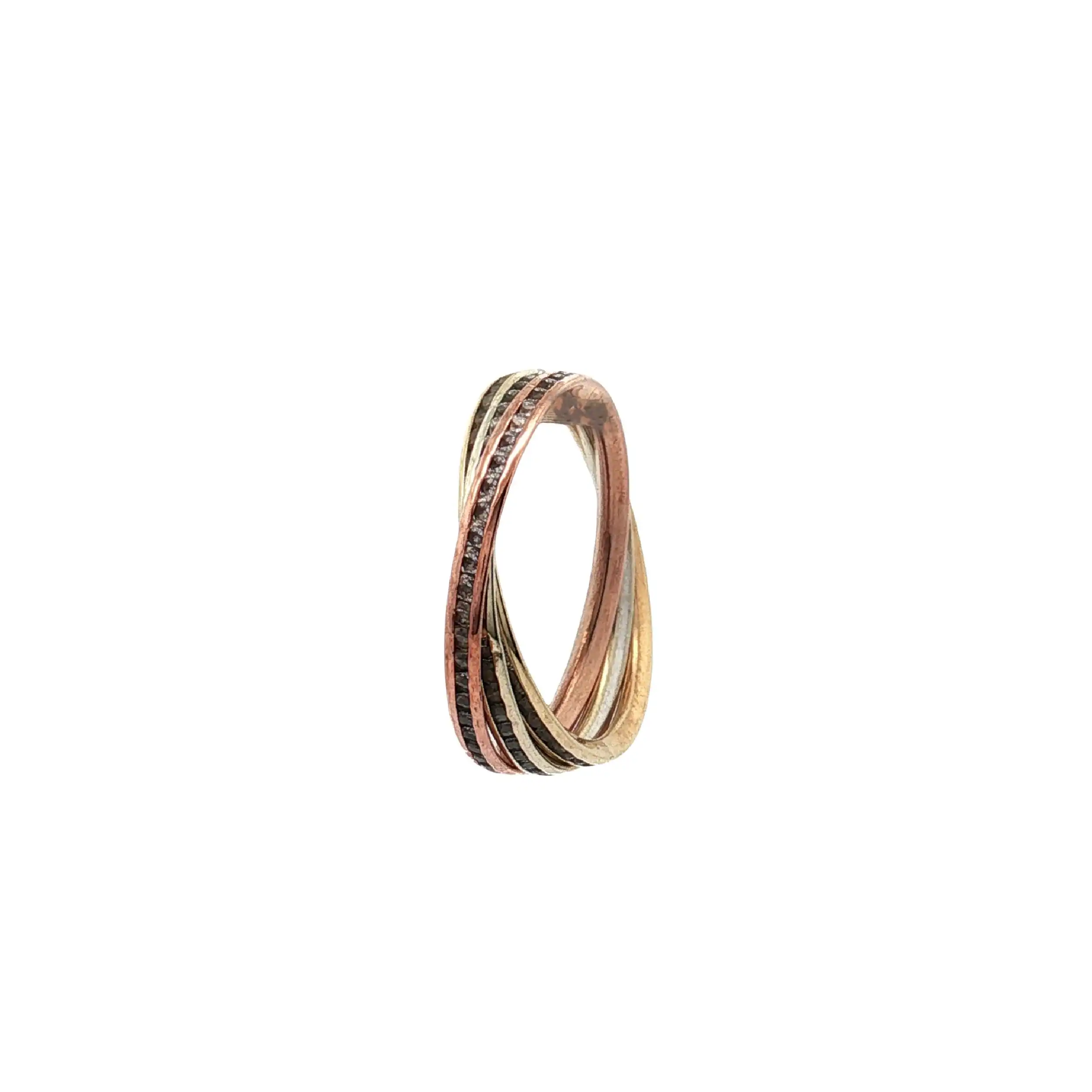 Rollring Tricolor mit Zirkonia Rollring Tricolor mit Zirkonia