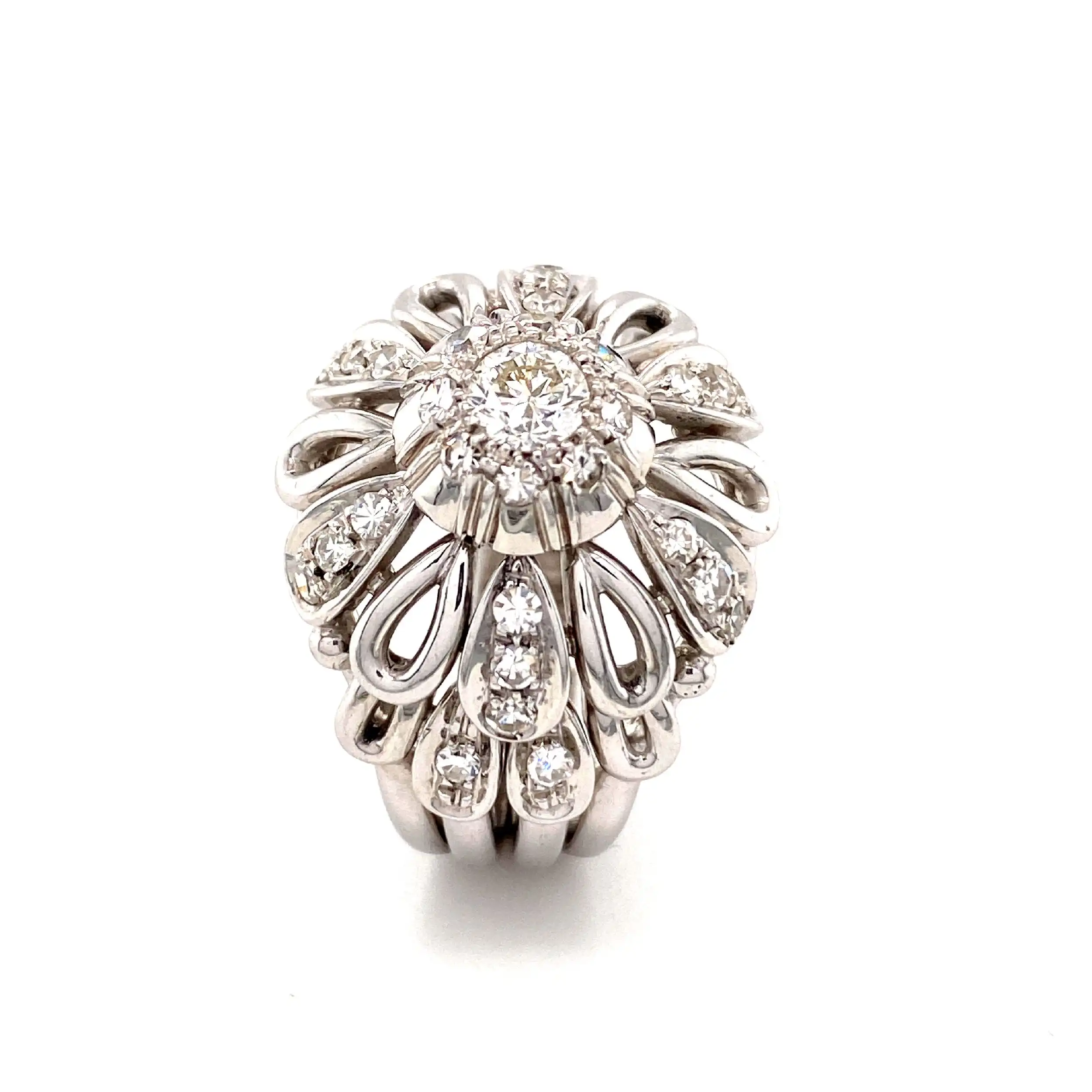 Ring Weißgold mit Brillant Solitär & Diamanten Ring Weißgold mit Brillant Solitär & Diamanten