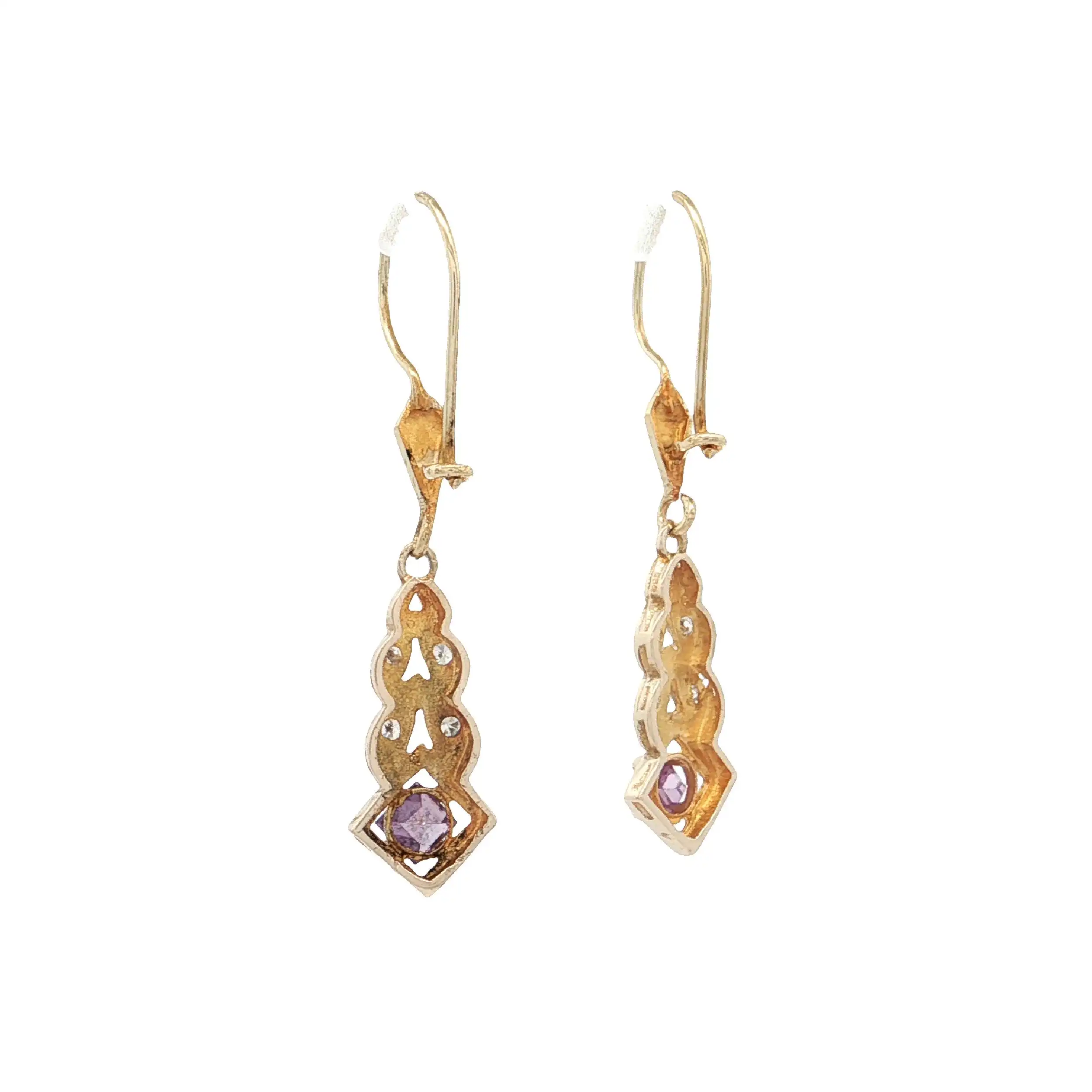 Ohrhänger Gelbgold mit Farbstein und Zirkonia Ohrhänger Gelbgold mit Farbstein und Zirkonia