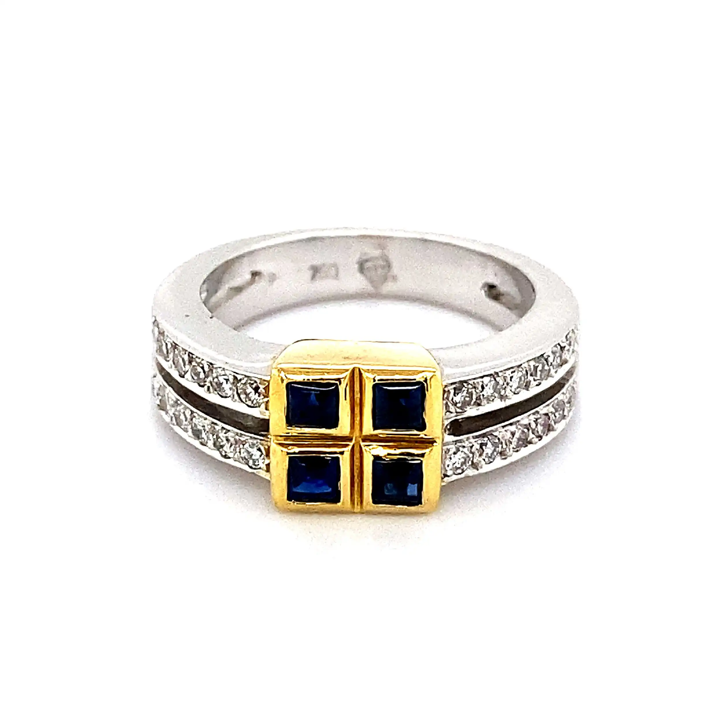 Ring Bicolor mit Brillanten und blauen Farbsteinen Ring Bicolor mit Brillanten und blauen Farbsteinen