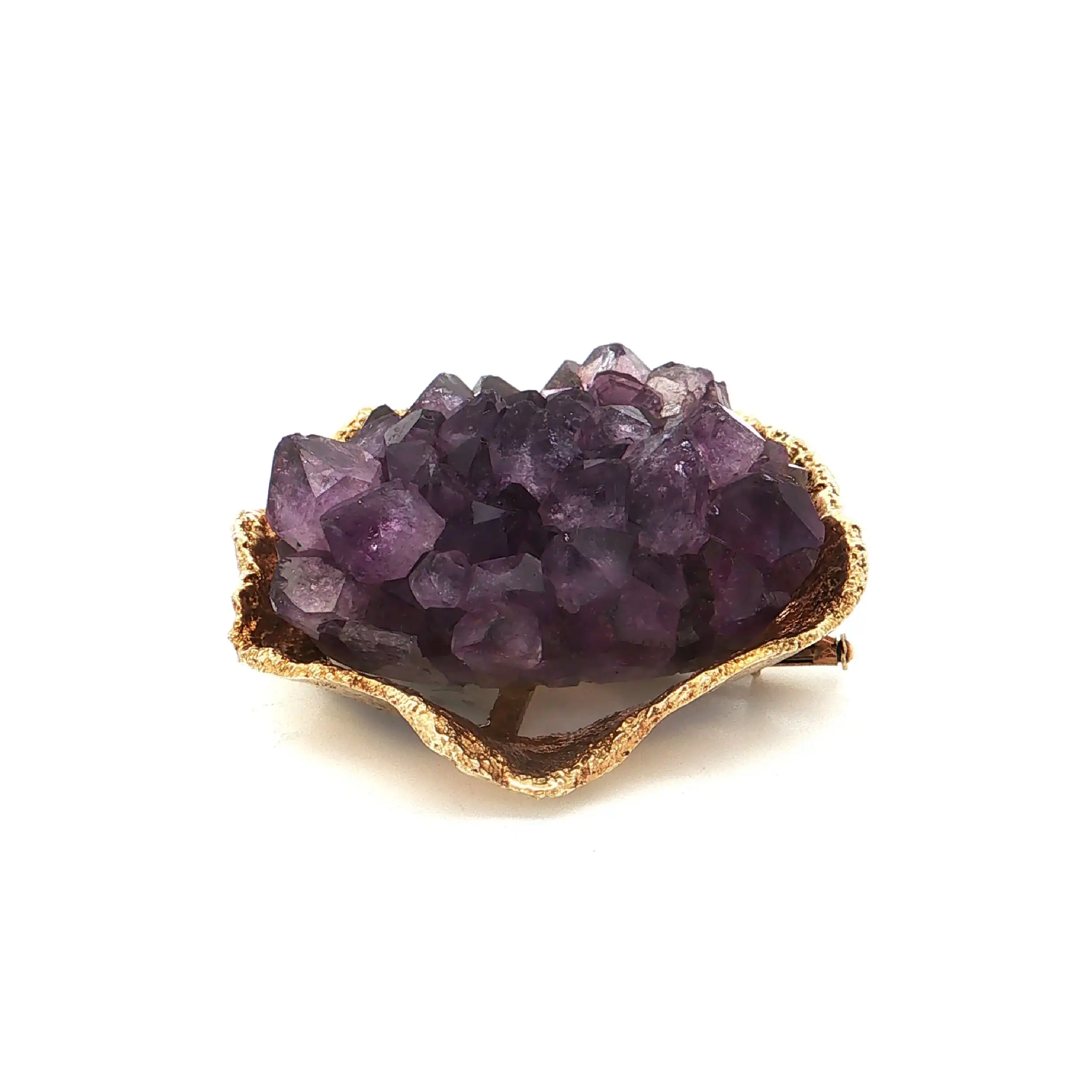 Brosche Gelbgold mit Amethyst Rohstein Brosche Gelbgold mit Amethyst Rohstein