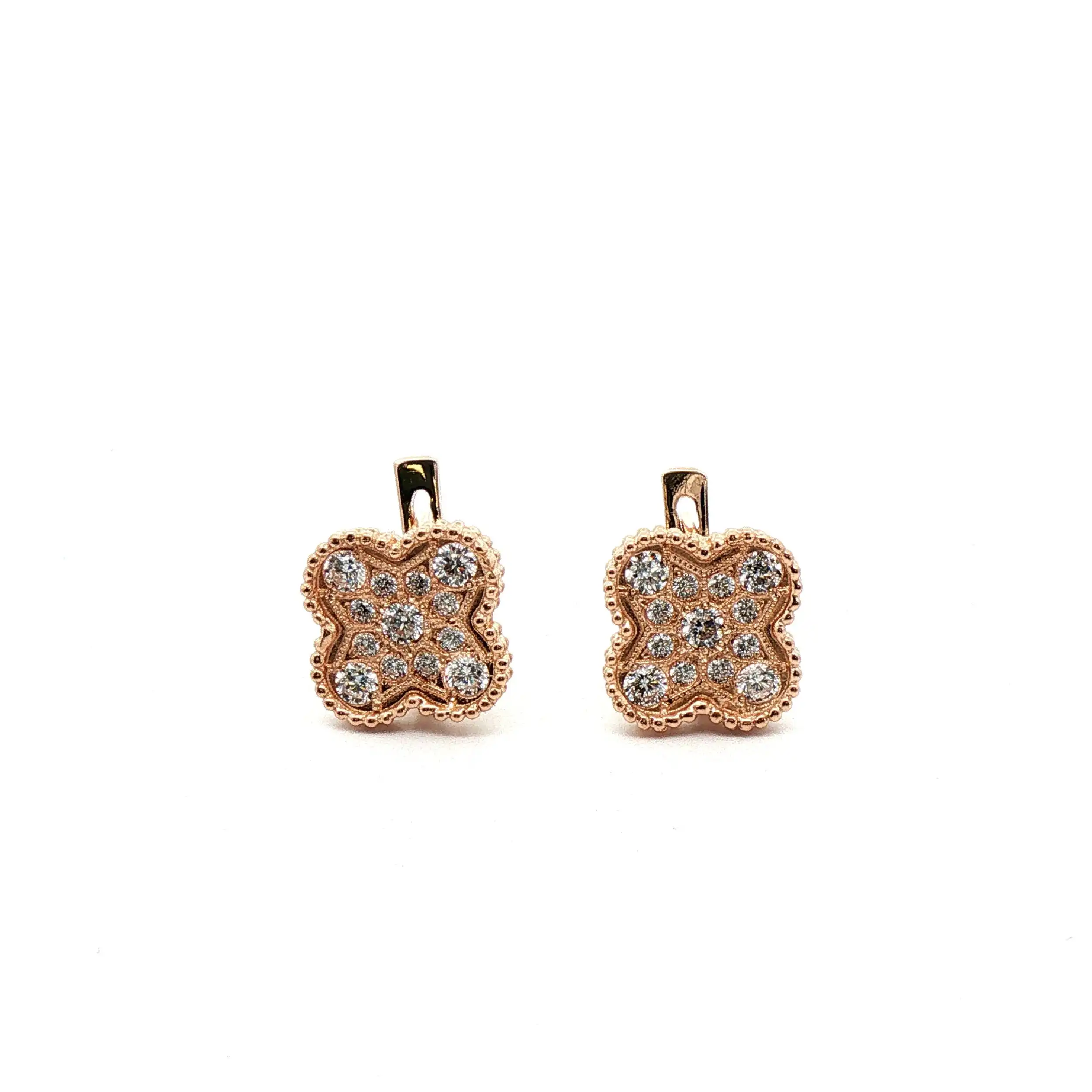 Ohrringe Rosegold Kleeblatt mit Zirkonia Ohrringe Rosegold Kleeblatt mit Zirkonia