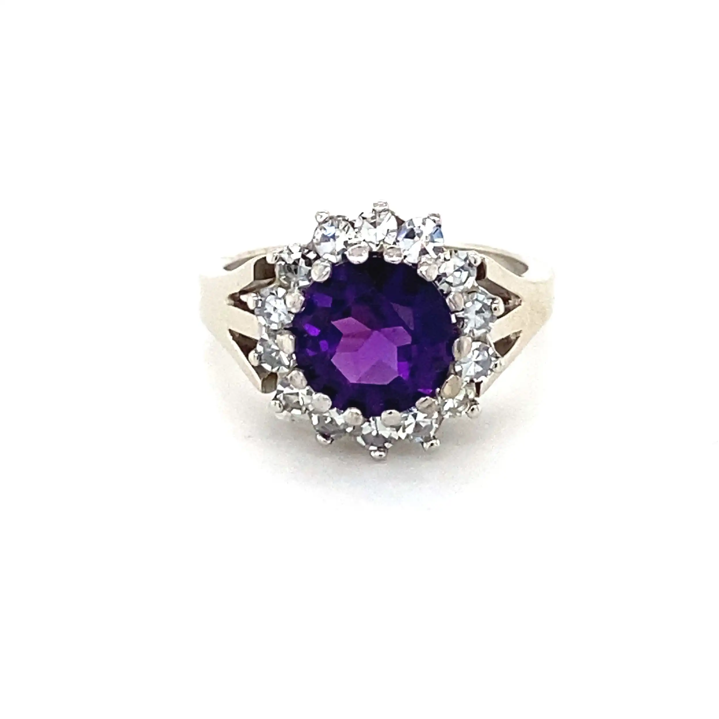 Ring Weißgold mit Amethyst und Diamanten