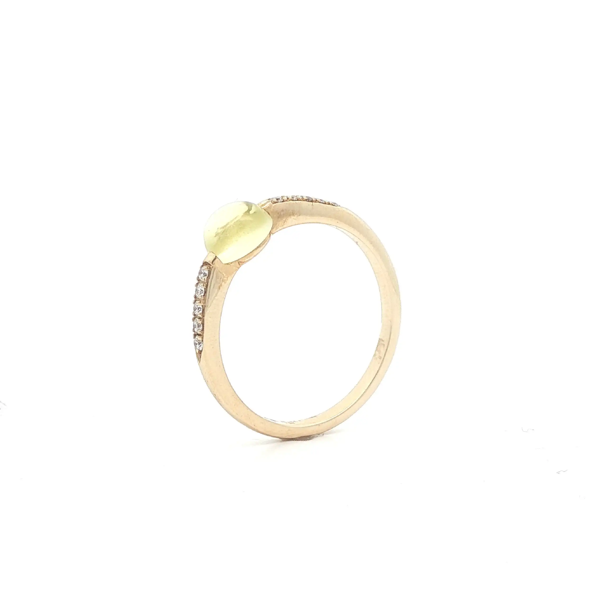 Ring Gelbgold mit Lemon Cabochon und Brillanten