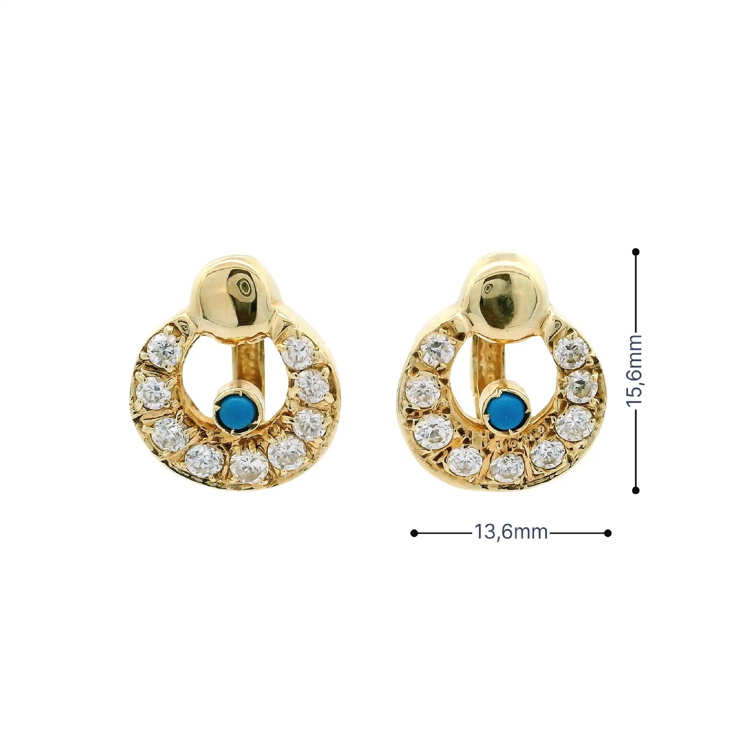 Ohrringe Gelbgold mit blauem Farbstein & Zirkonia