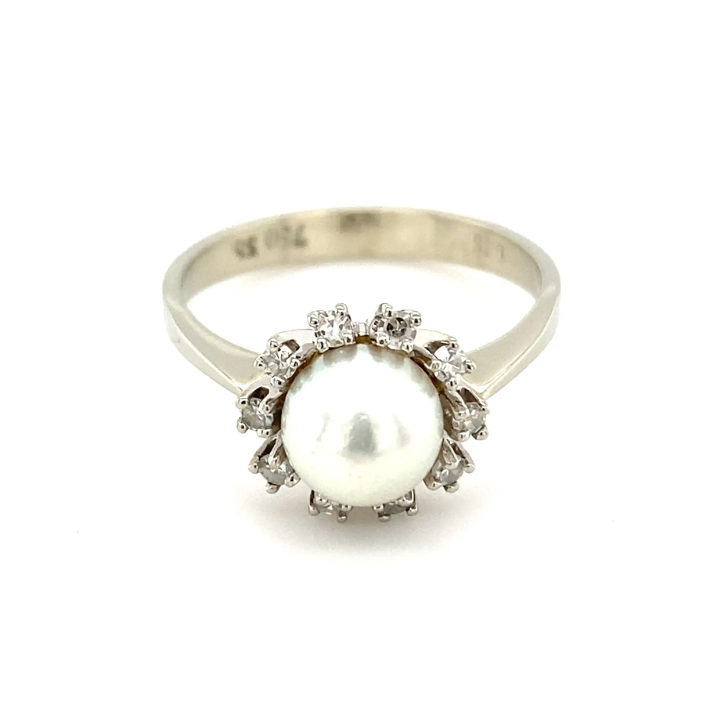 Ring Weißgold mit Perle & Diamanten Ring Weißgold mit Perle & Diamanten