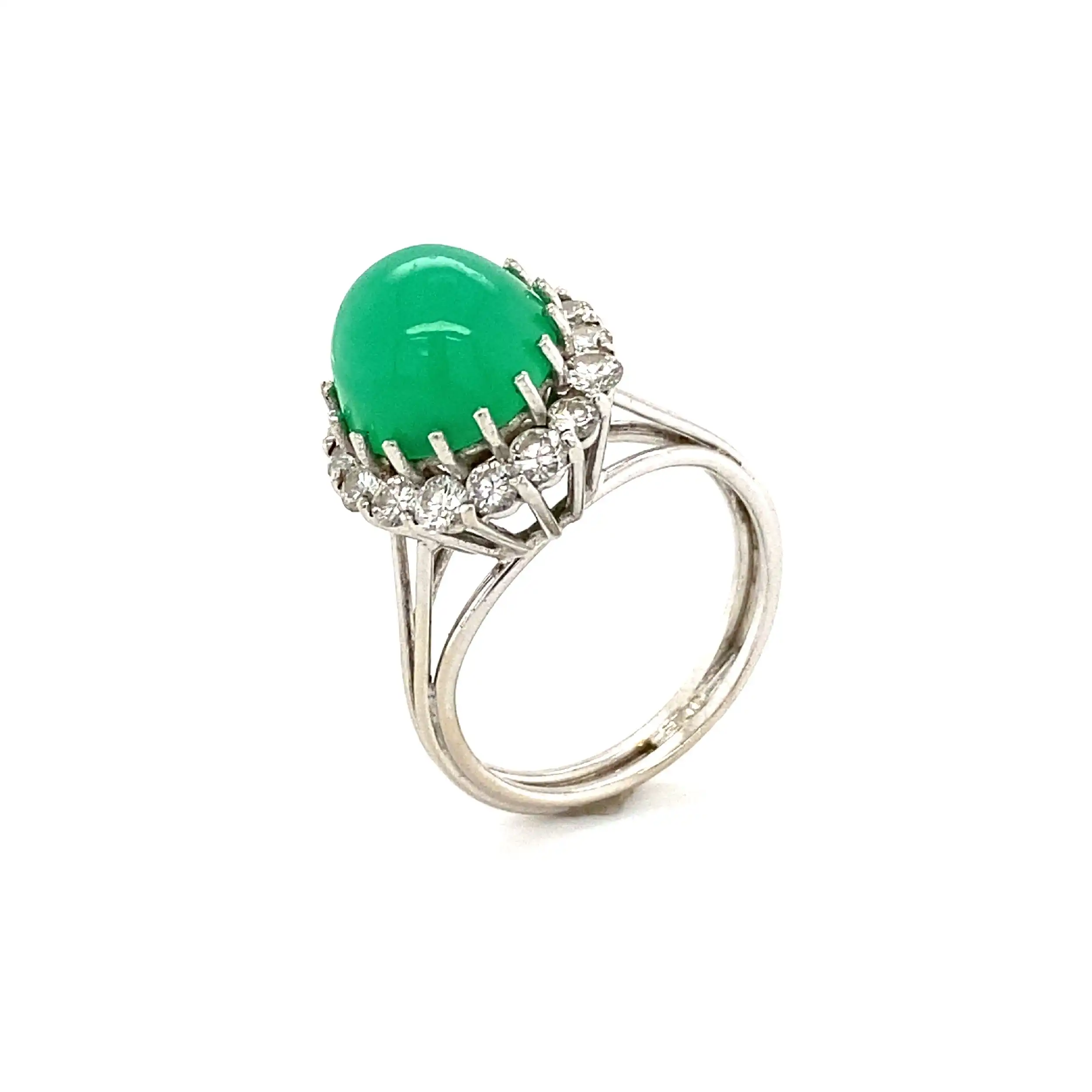 Ring Weißgold mit Chrysopras & Brillanten