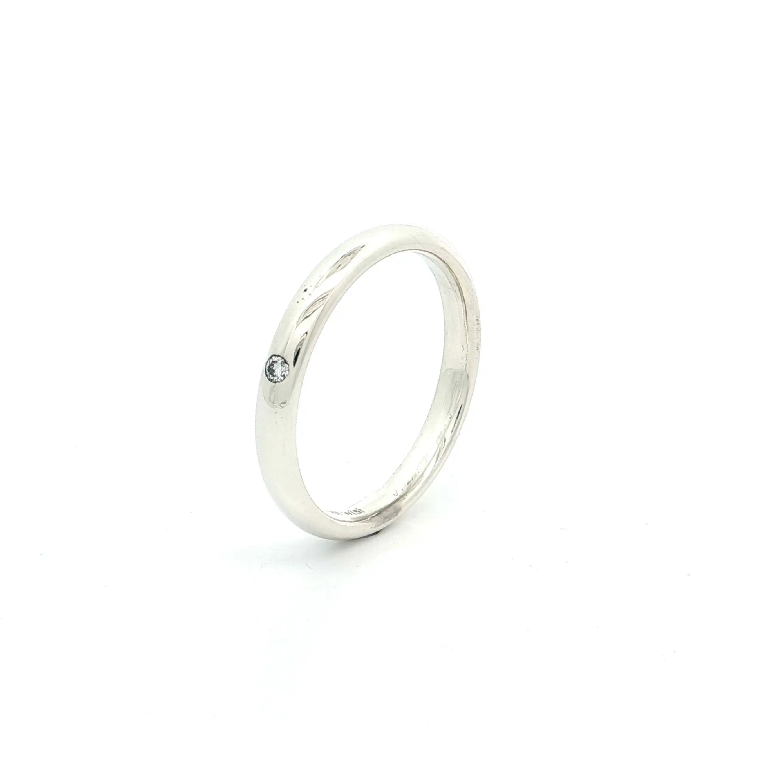 Ring Weißgold mit Brillant, graviert mit 0,03ct W/Si