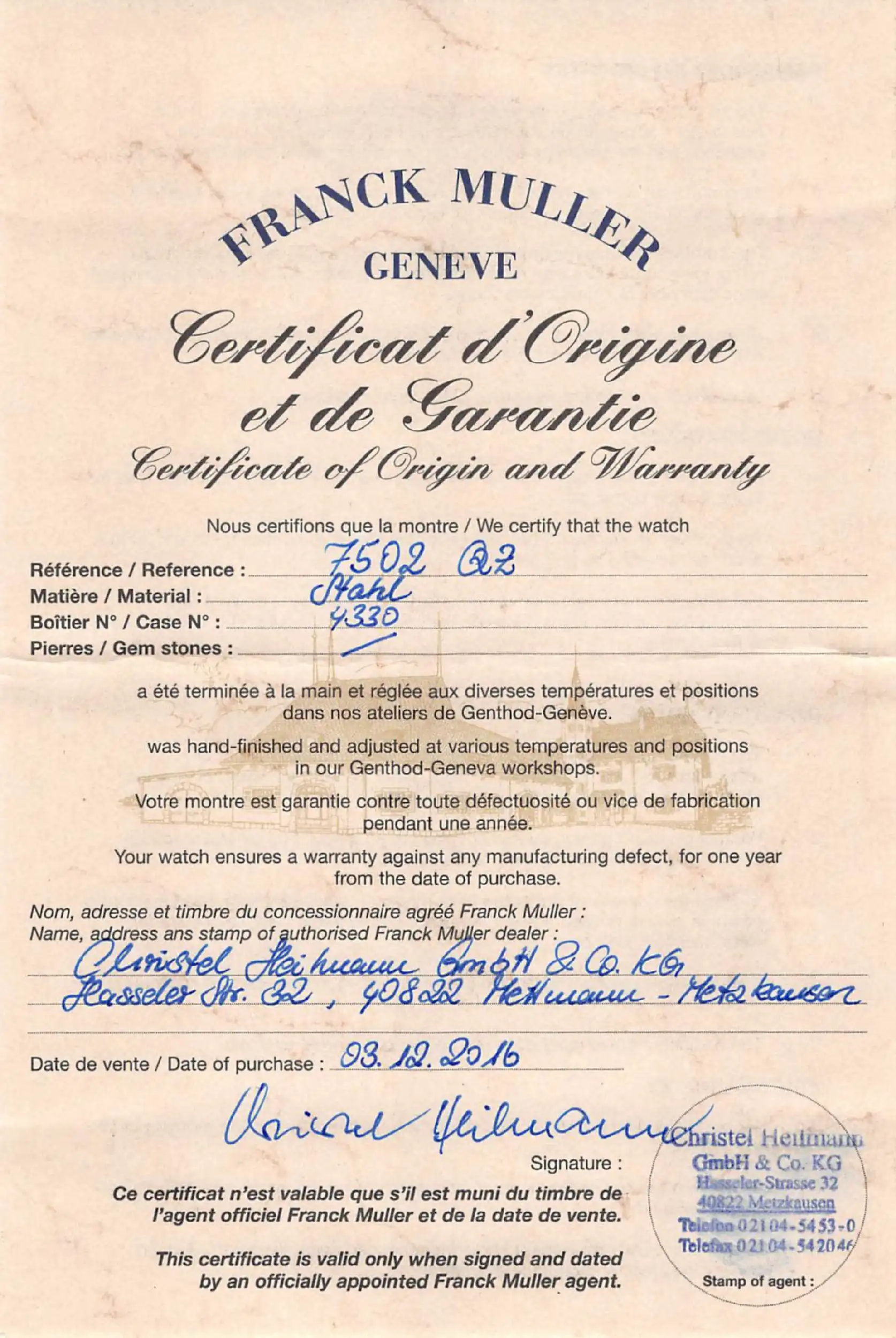 Damenuhr Franck Muller Cintrée Curvex