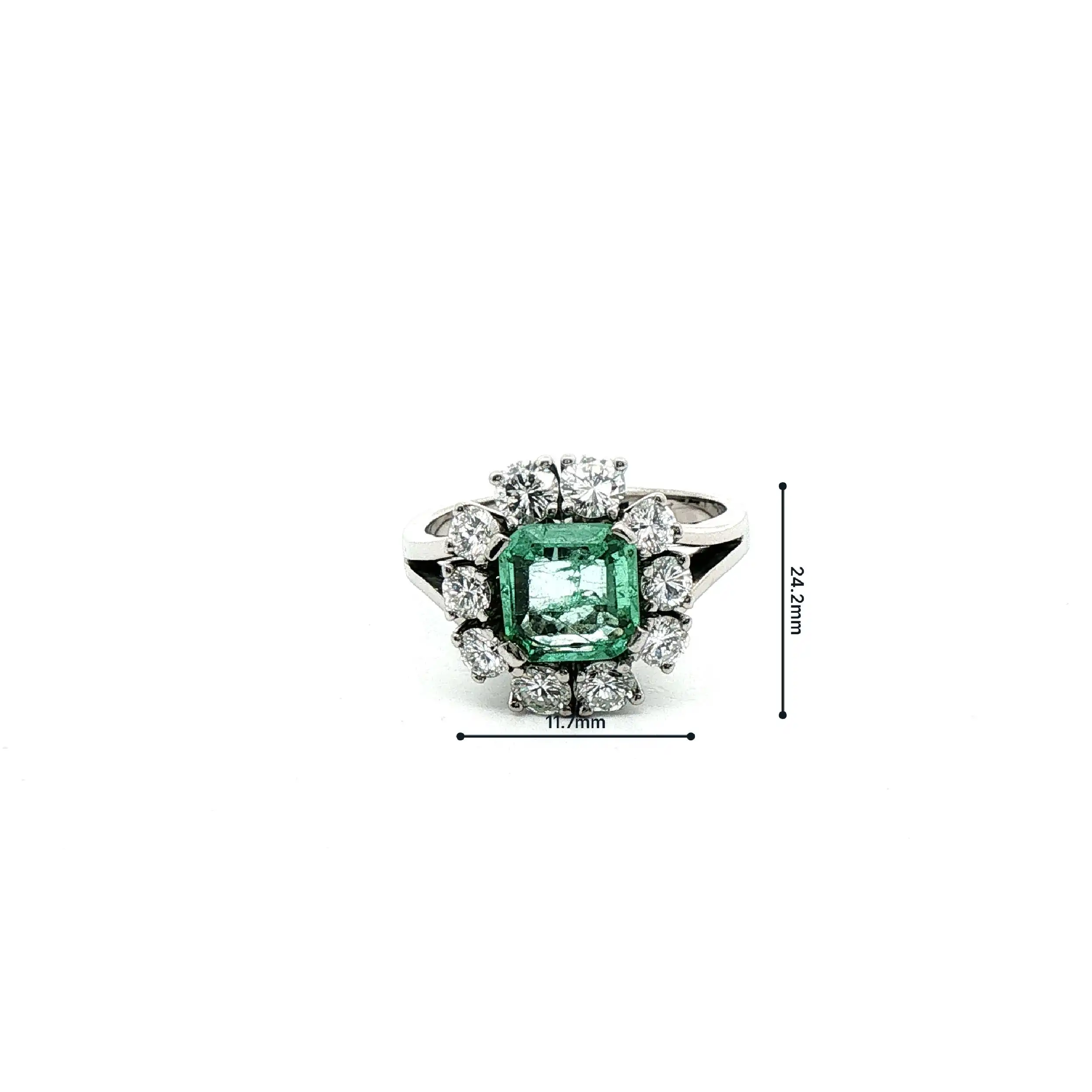 Ring Weißgold mit Smaragd und Brillanten